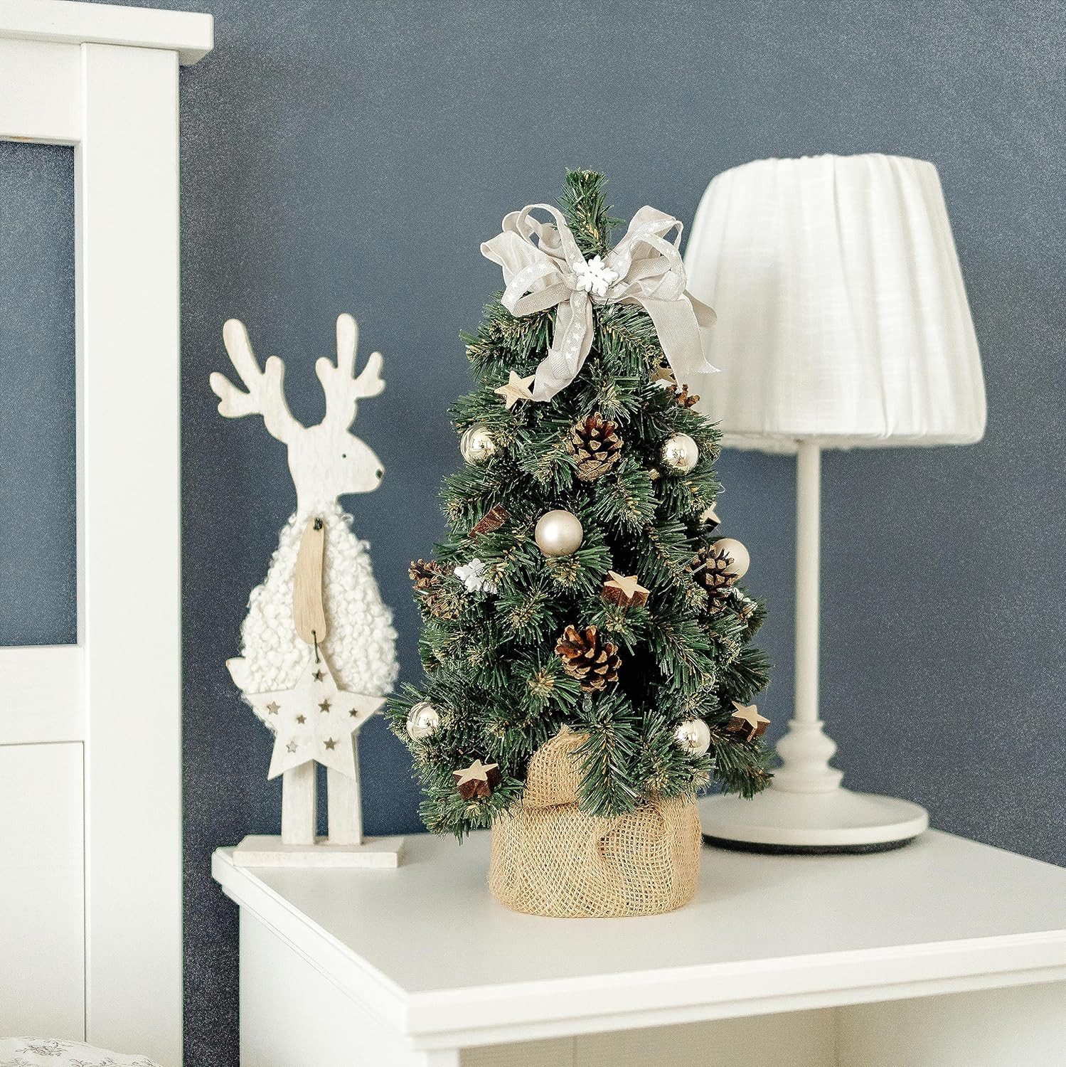 Creative Home Künstlicher Weihnachtsbaum Weihnachtsbaum Geschmückt Höhe 40 cm, Künstlicher Tannenbaum Mini, für Tisch Schreibtisch Büro