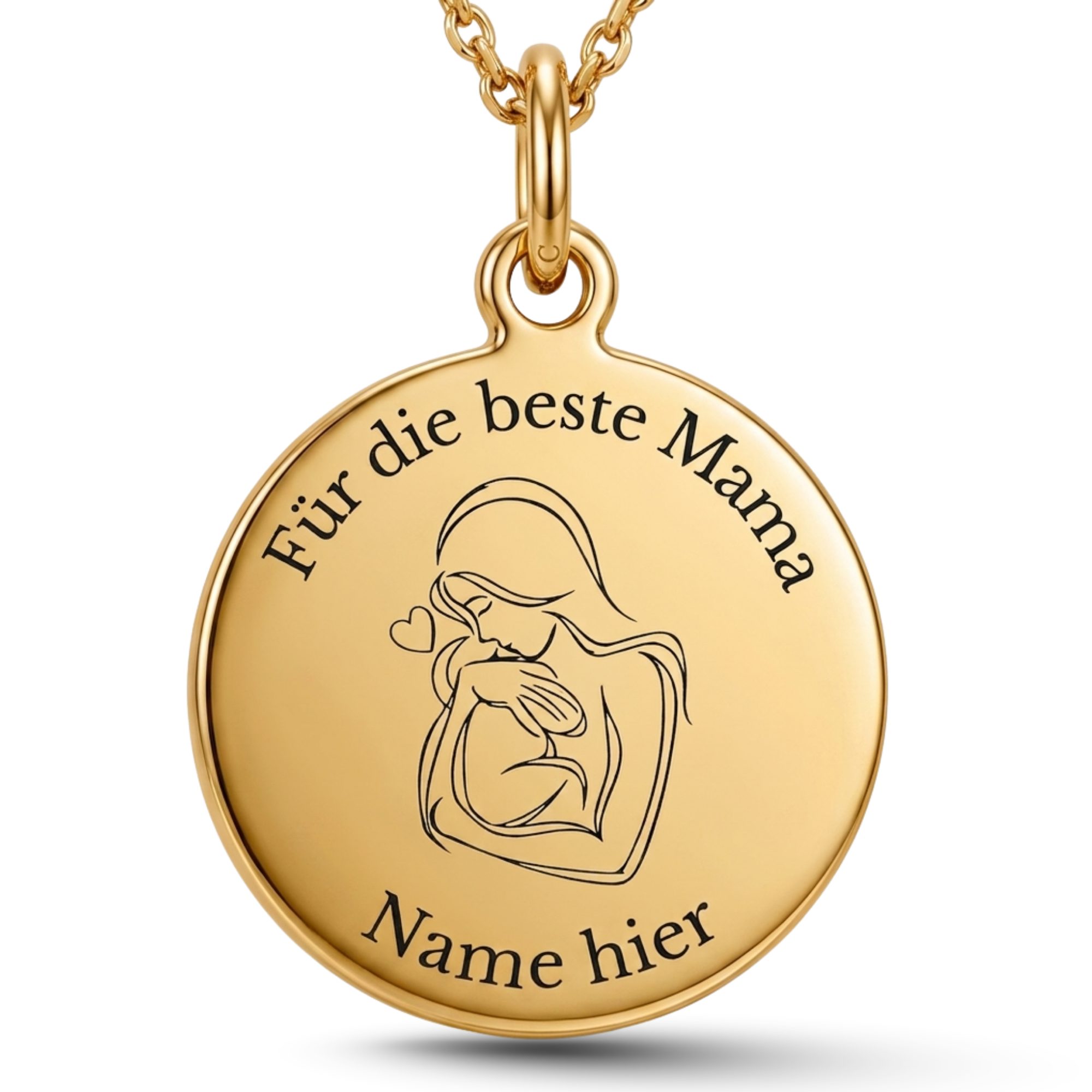BS Schmuckdesign Kette mit Anhänger mit Gravur Personalisierte Halskette Mama Kette mit Namen und Motiv Familienkette (inkl. Gravur), personalisiert inkl. Geschenkbox