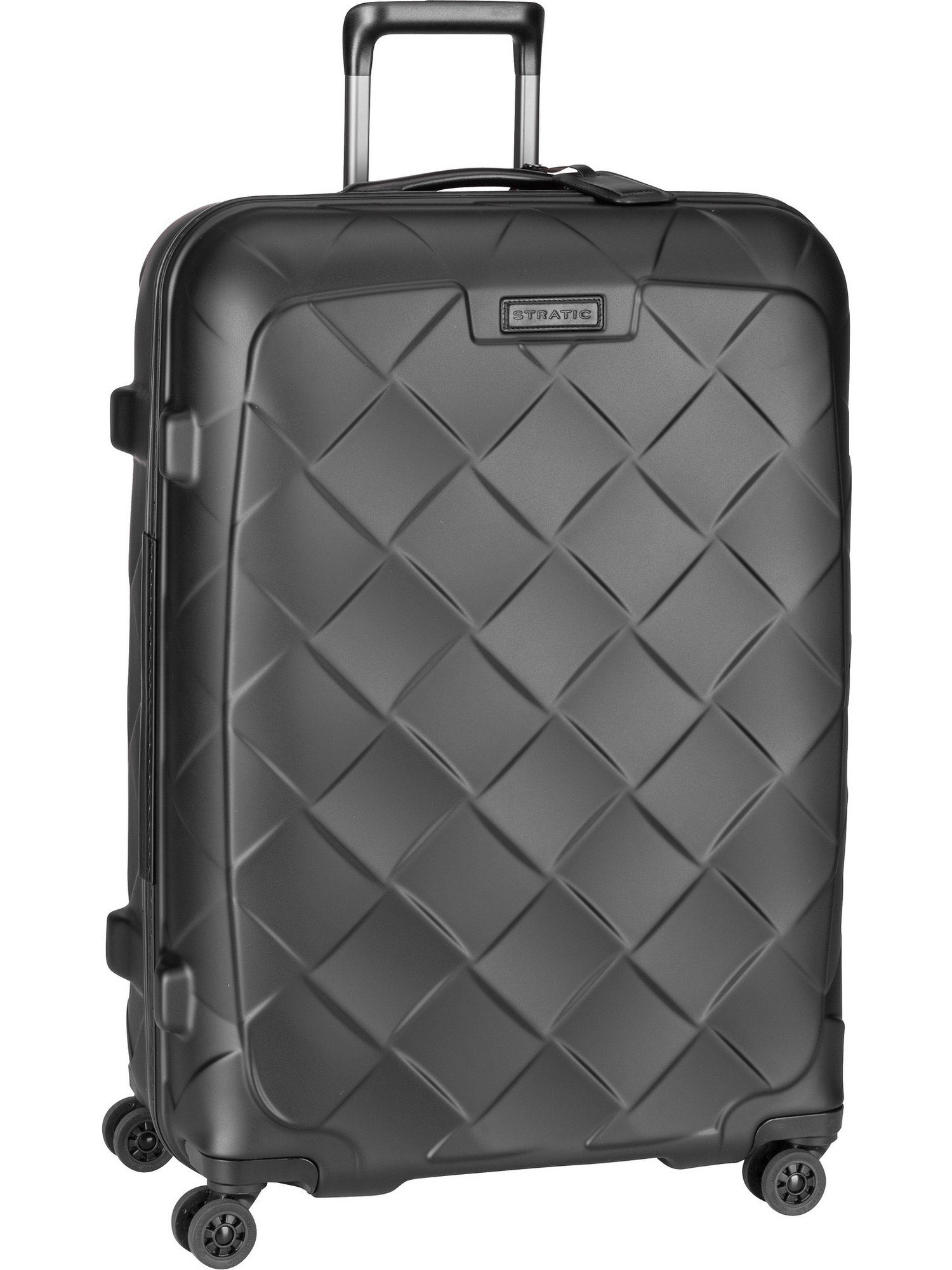 Stratic Hartschalen-Trolley Leather&More L, matt black, 4 Rollen, mit  NFC-Chip, Aus wasserabweisendem Polycarbonat und Details aus Leder | Hartschalenkoffer