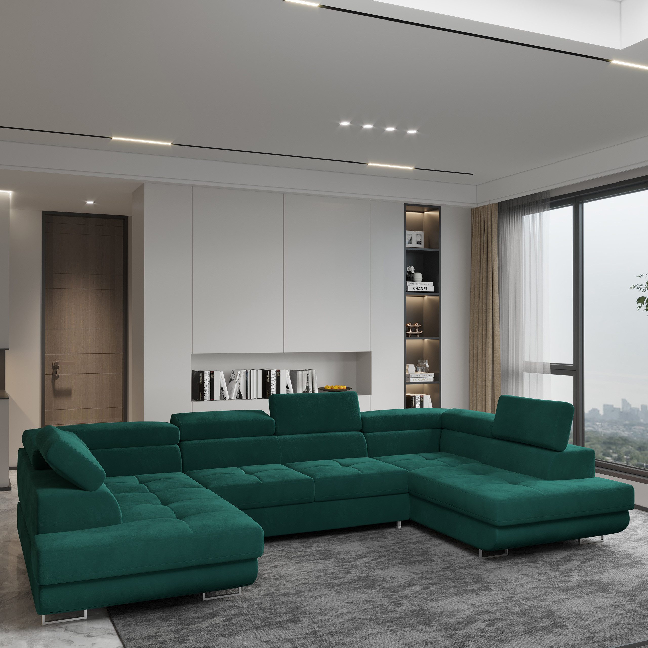 Masseno Ecksofa RAGGIO mit Schlaffunktion U-Form, Sofa mit Bettkasten