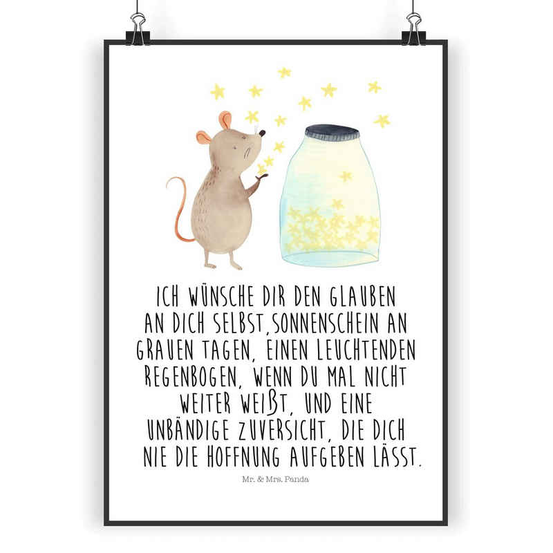 Mr. & Mrs. Panda Poster DIN A3 Maus Sterne - Weiß - Geschenk, Tiere, Raumdekoration, Geburt, Maus Sterne (1 St)