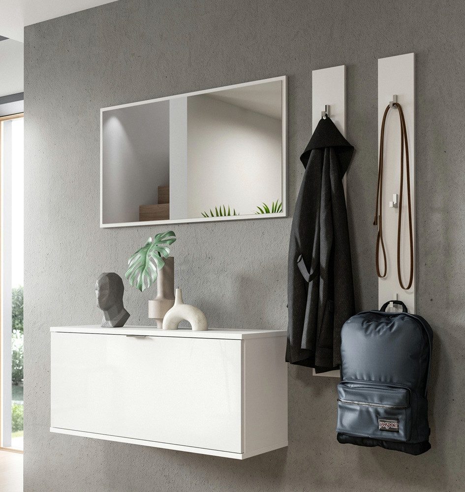 xonox.home Garderoben-Set Garderoben-Set Projekt X, mit 2 Paneelen, Weiß Hochglanz, 4-teilig, (4-St)