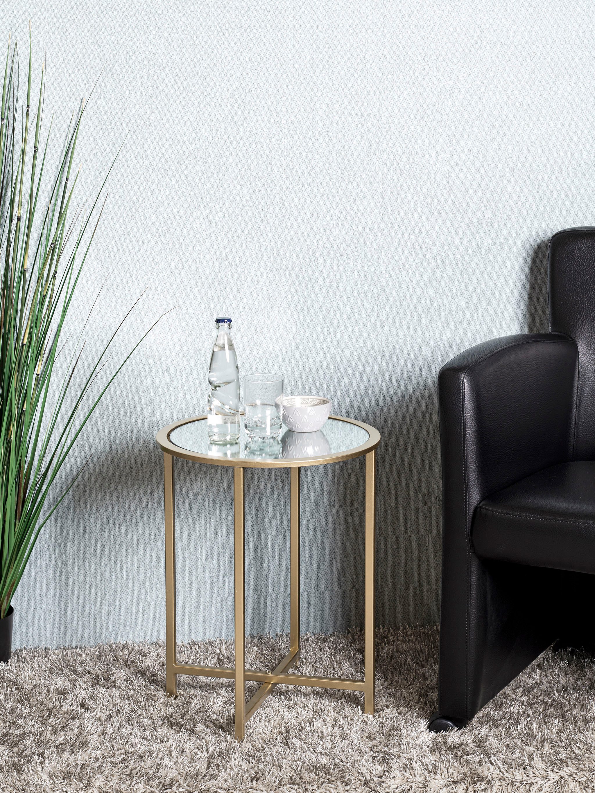 HAKU Beistelltisch Sofatisch, Wohnzimmertisch (1-St), rund - aus Metall Gold - Ø/H 39/53 cm