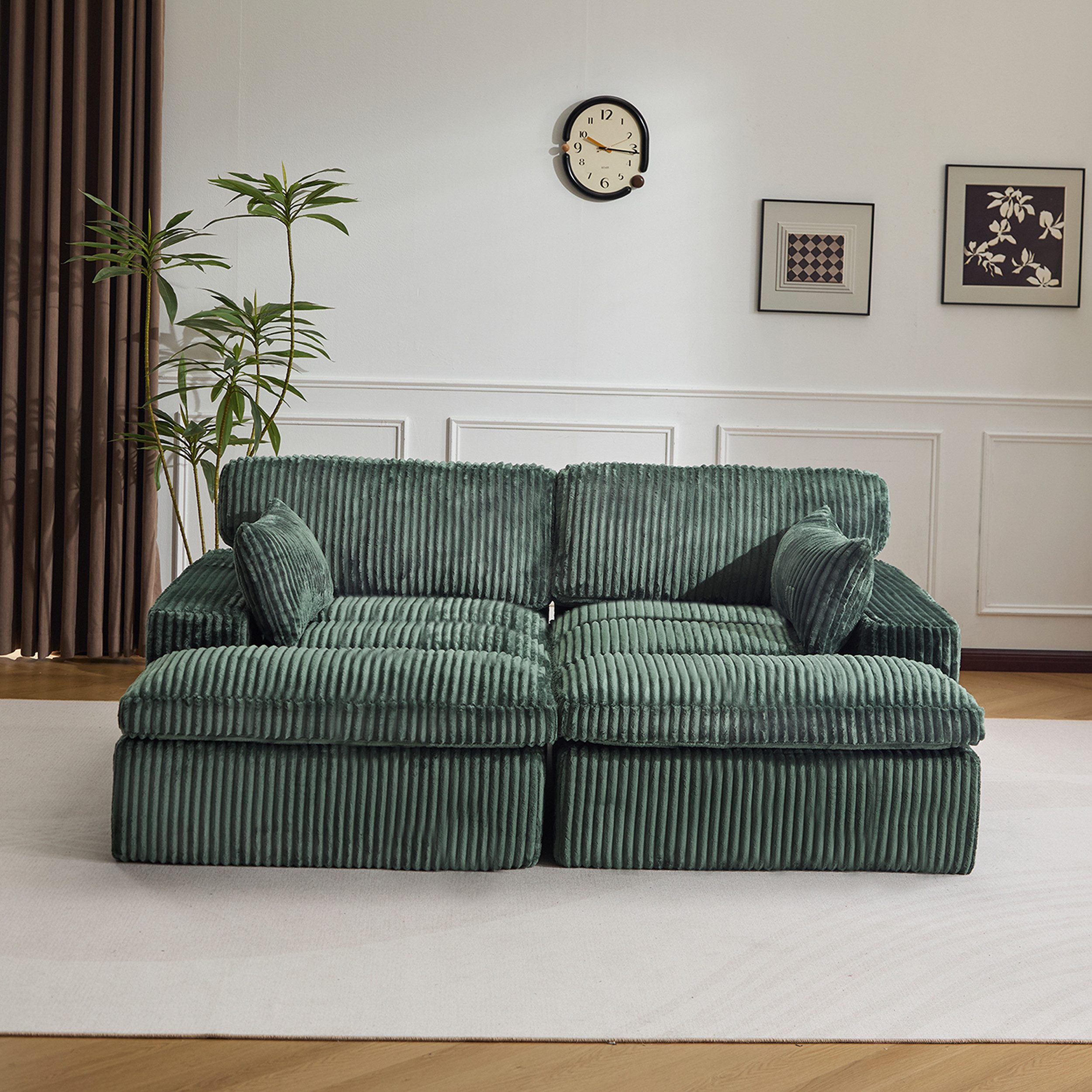 Vankel Schlafsofa Cordsofa 2-Sitzer mit Bettfunktion, modernes Schlafsofa für Wohnzimmer, Weicher Cordbezug, flexible Kombination & ideal für kleine Räume