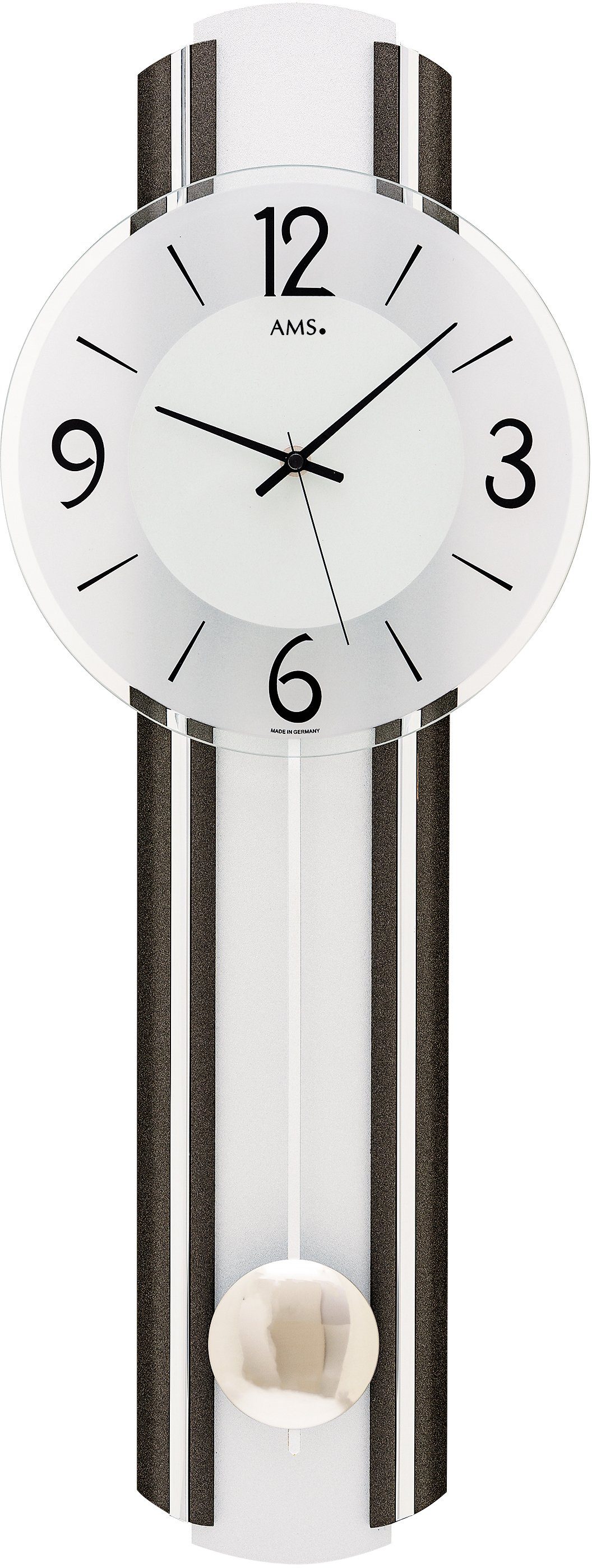 AMS Pendelwanduhr W7230 (Made in Germany,Quarzuhr,Holzgehäuse,Esszimmer,Wohnzimmer)