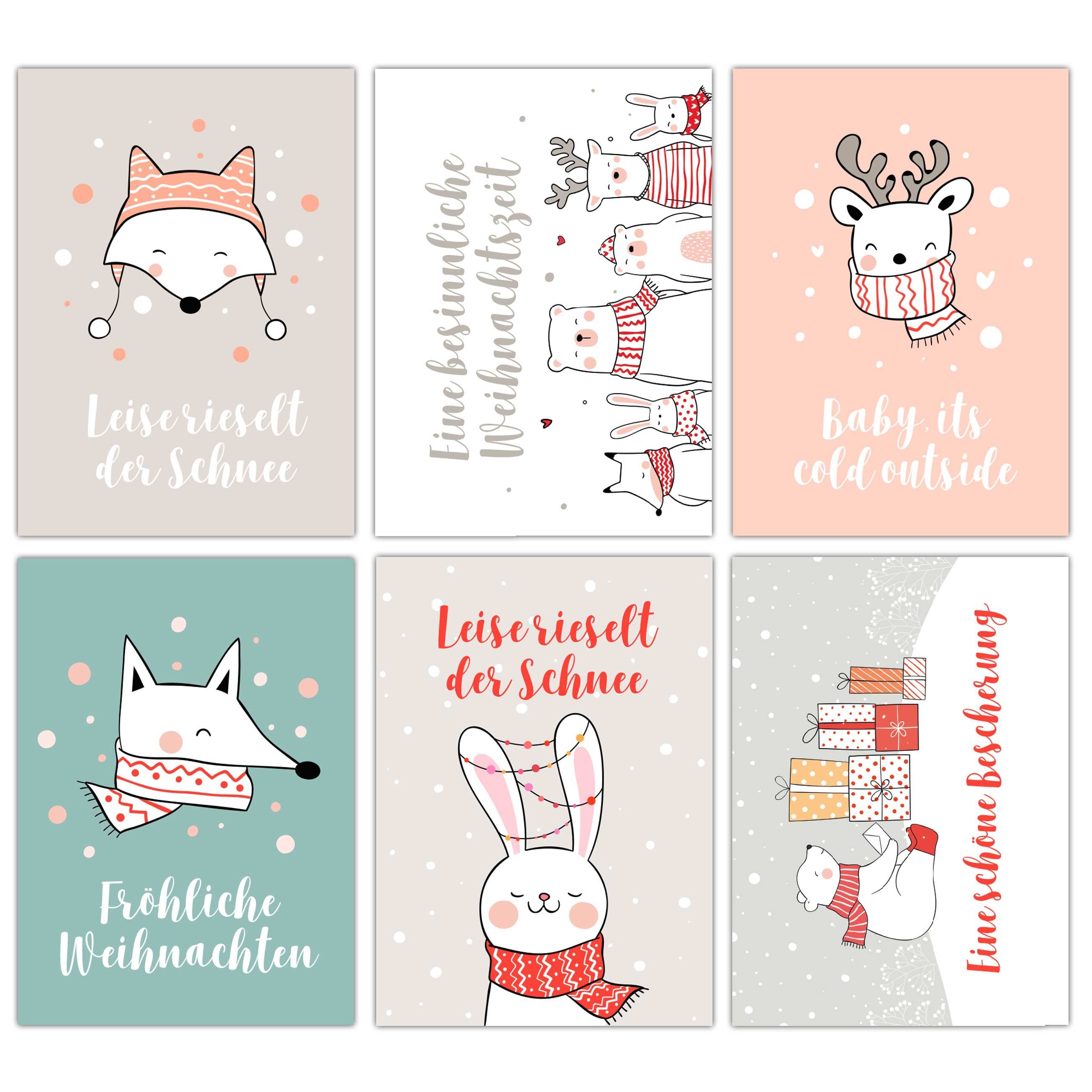 PAPIERDRACHEN Weihnachtskarte Weihnachtskartenset - liebevoll gestaltete  Postkarten zu Weihnachten