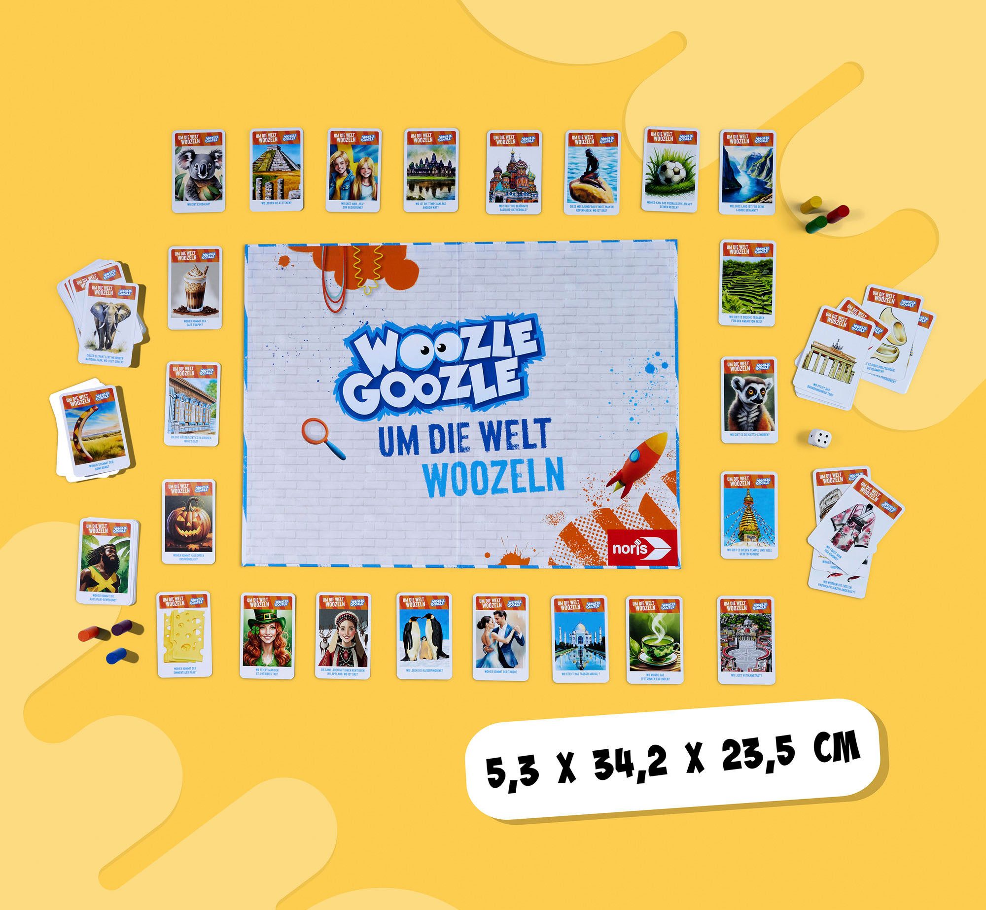 Noris Spiel Wooozle Goozle, Um die Welt woozlen!, Lernspiel, Made in Germany