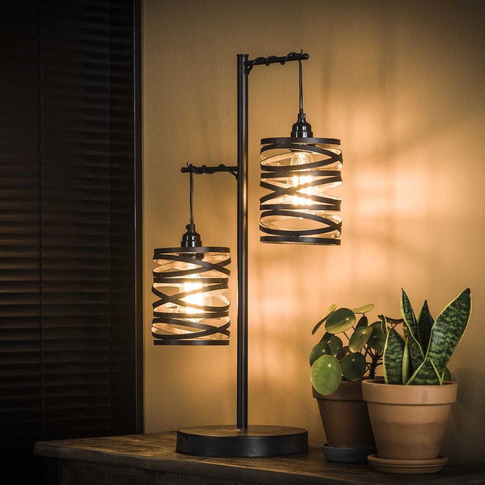 famlights Tischleuchte famlights, Tischleuchte Dalia in Grau 2xE27