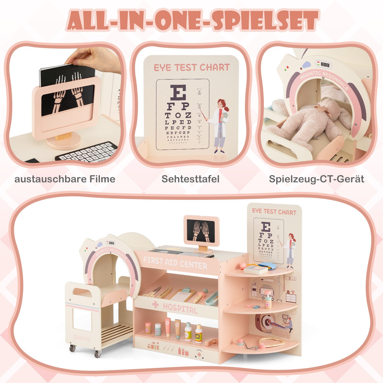 COSTWAY Spielzeug-Arztkoffer, Kinder Arzt Spielset mit medizinischen Zubehör
