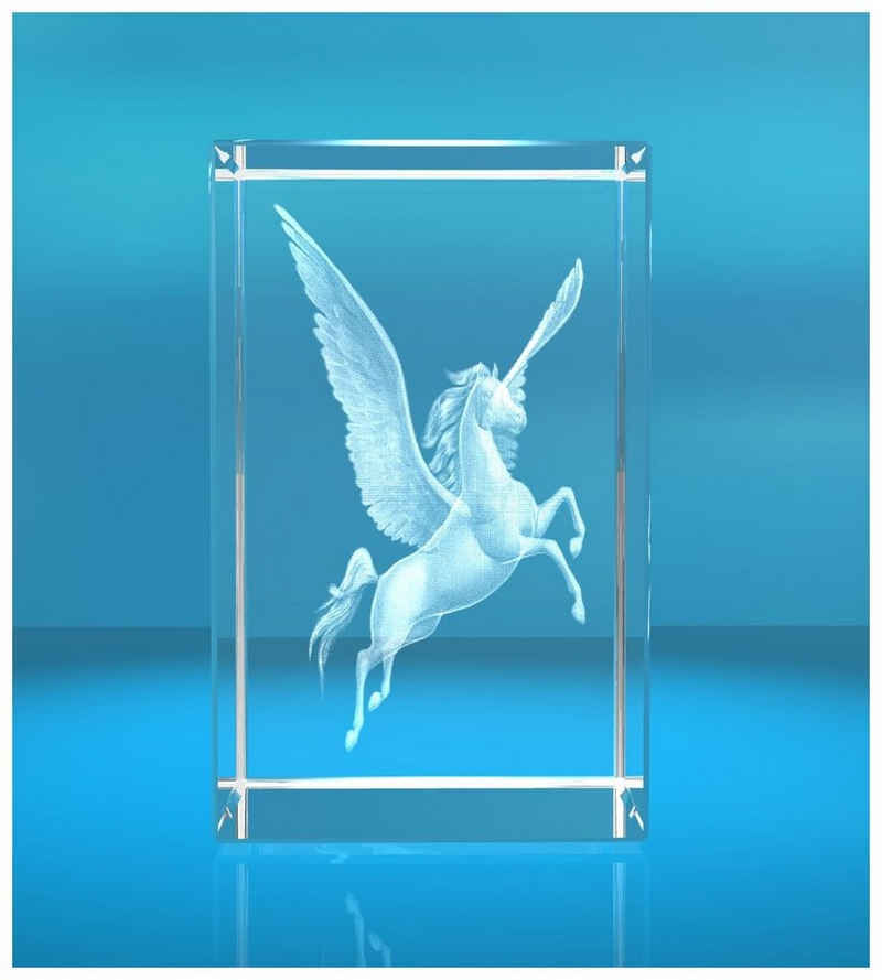 VIP-LASER Dekofigur 3D Glasquader Motiv: Pegasus, Hochwertige Geschenkbox, Made in Germany, Familienbetrieb