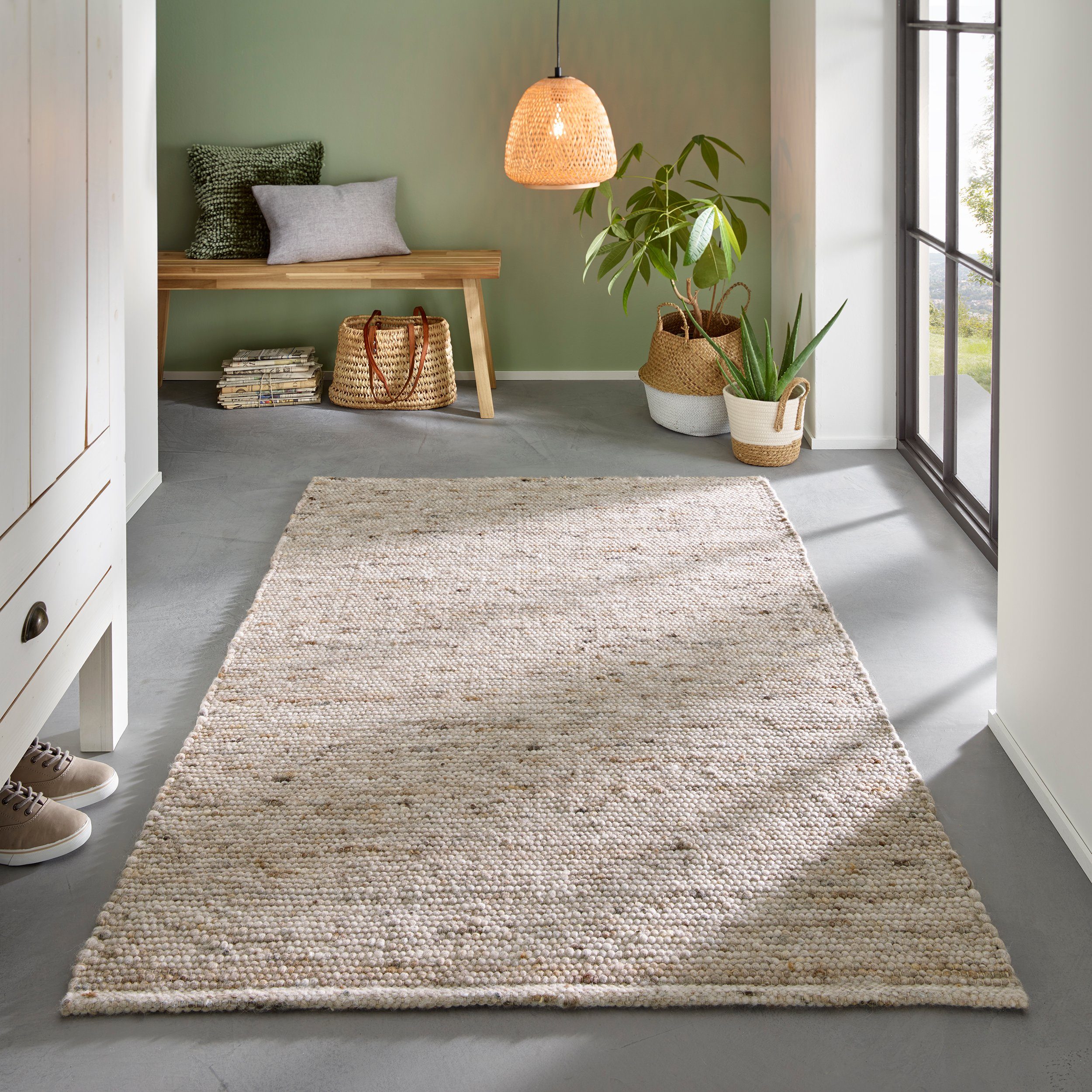 TaCa Home Wollteppich Gewalkter Handweb Woll-Teppich, rechteckig, Höhe: 10 günstig online kaufen