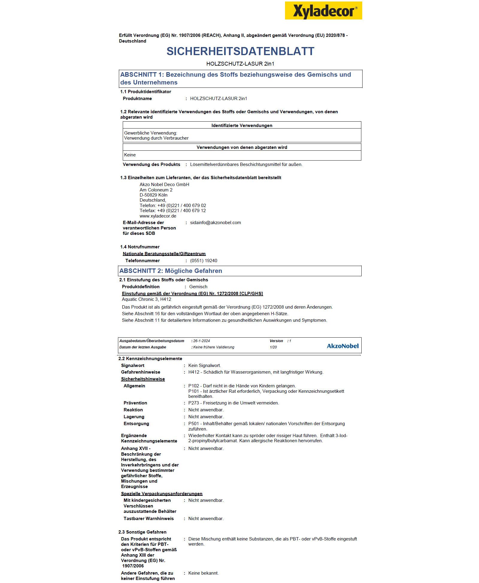 Xyladecor  Holzschutzlasur HOLZSCHUTZ-LASUR 2IN1 - 5 LTR