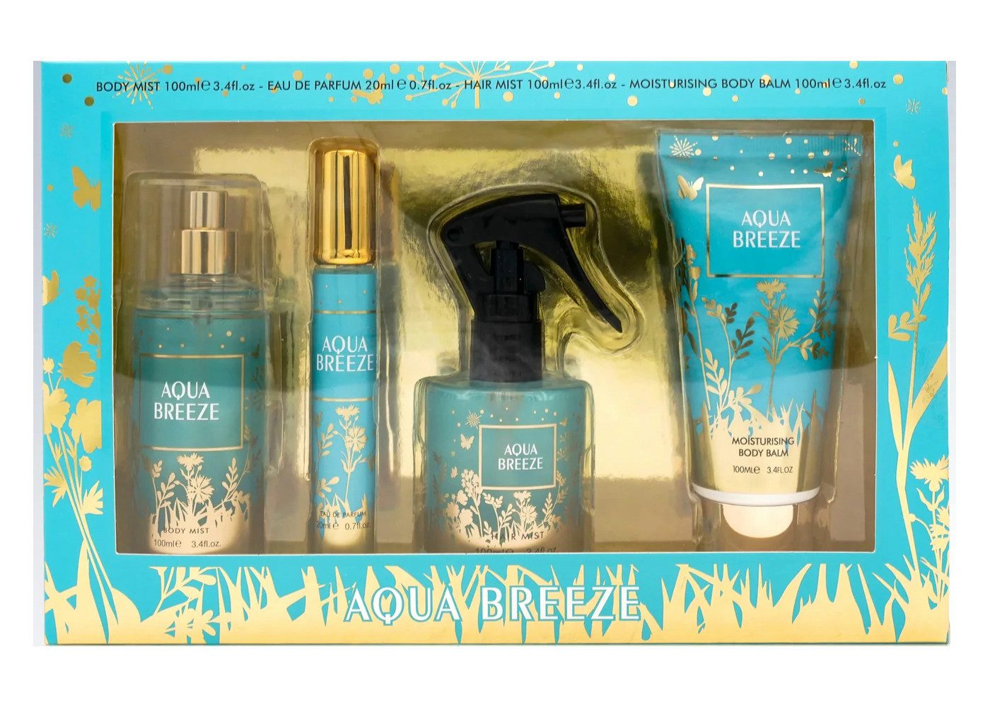 Pflege-Geschenkset Aqua Breeze Damen Duftset 4-tlg Ins vom bekannter Düfte Made in UK