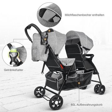 besrey Geschwisterwagen Geschwisterwagen Doppel-Kinderwagen mit Regenschutz