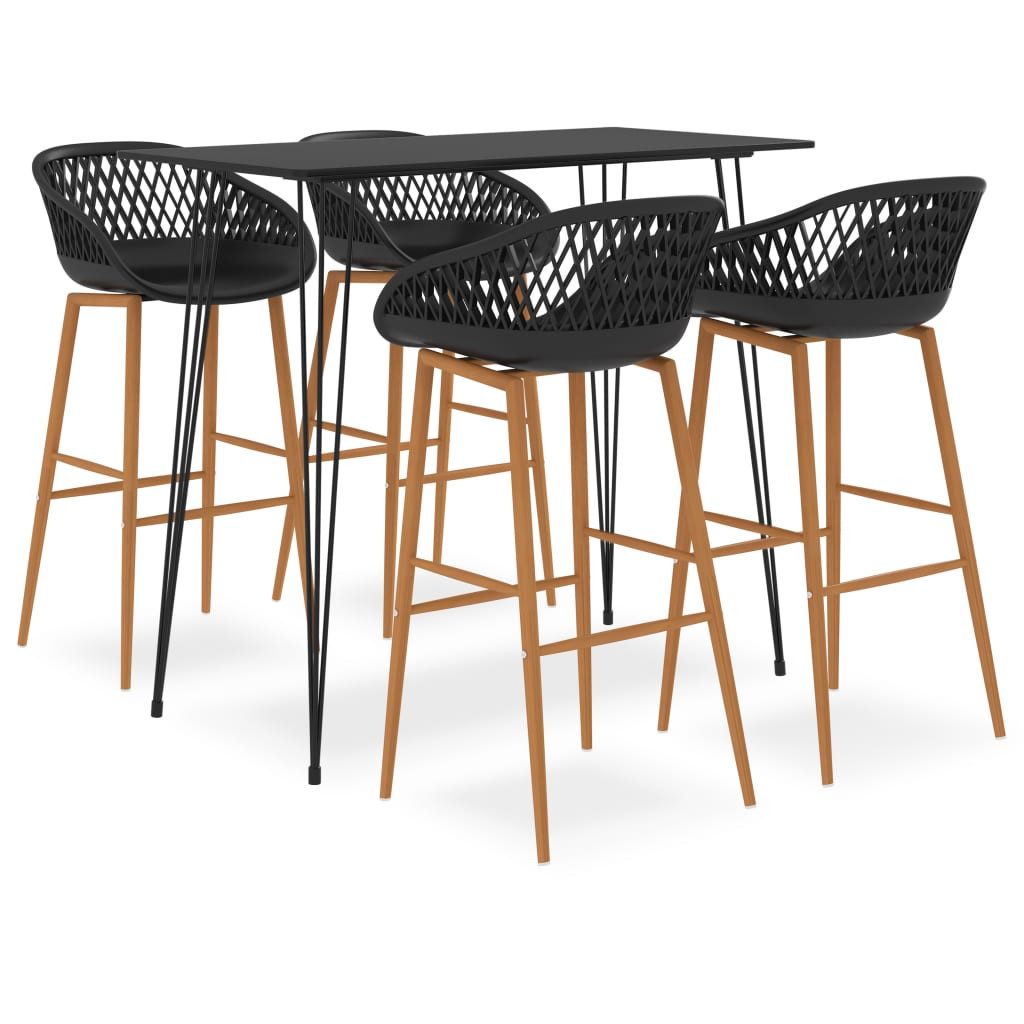 vidaXL Essgruppe 5-tlg. Bar-Set Schwarz, (4-tlg)