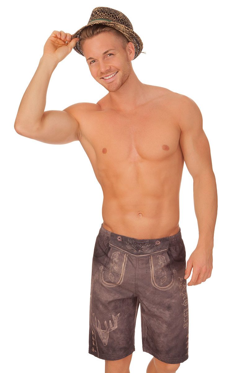 KRÜGER BUAM Badehose Trachten Badehose - BÄDA - braun
