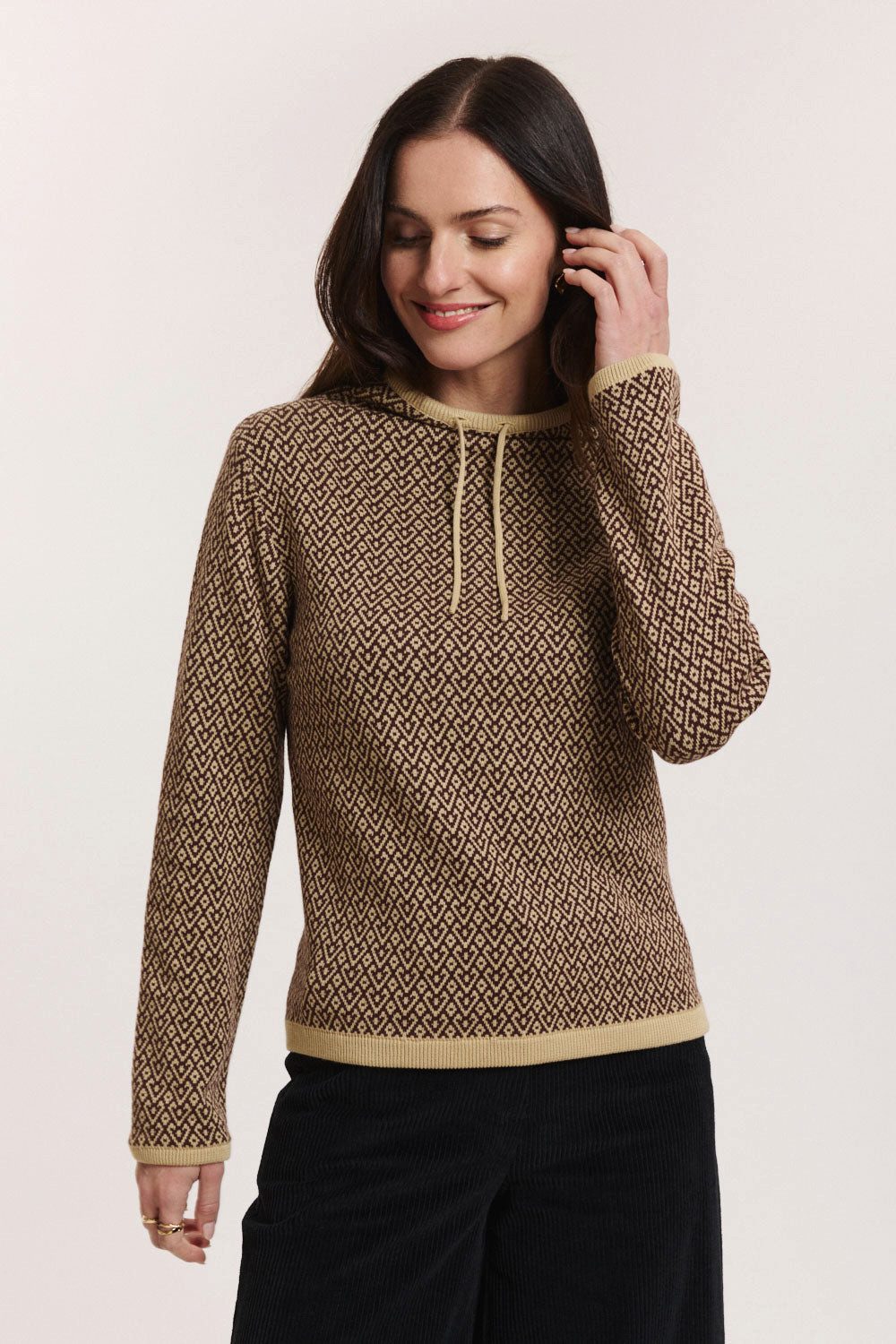 Tranquillo Strickpullover Strick-Pullover Amandaa aus Biobaumwolle Grafischer 2-Tone-Jacquard aus 100% Biobaumwolle