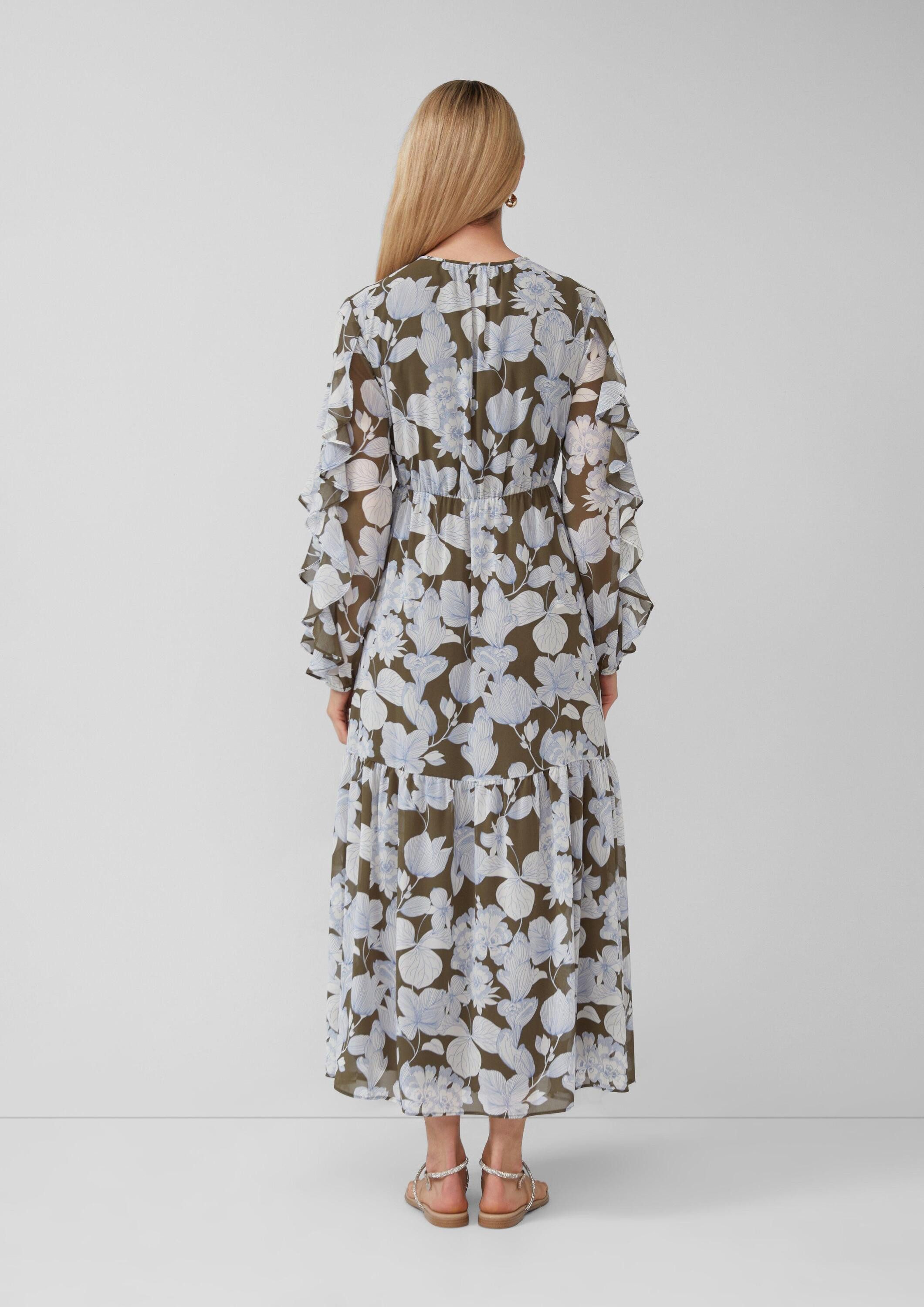 s.Oliver Midikleid Kleid Maxikleid mit Volants und All-over-Print