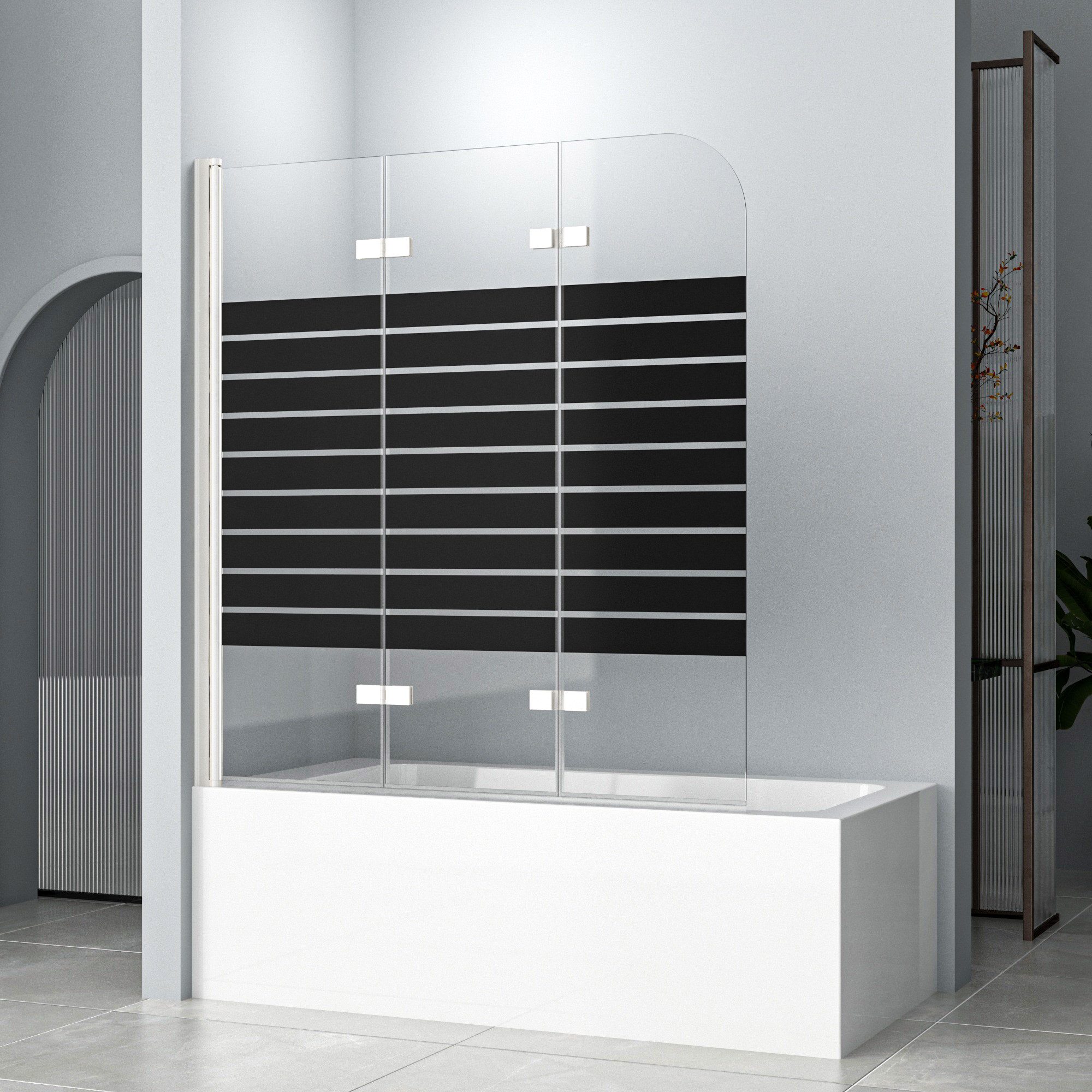Hopibath Duschwand für Badewanne Schwarz Duschtrennwand günstig online kaufen