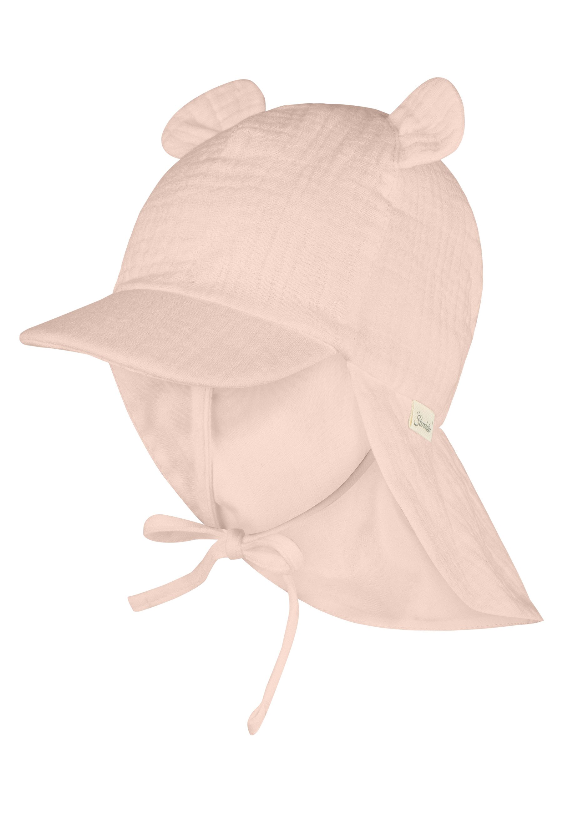 Sterntaler® Schirmmütze Schirmmütze mit Nackenschutz Ohren (1-St) Schirmmütze aus Musselin mit Ohren, Nackenschutz & Bindeband