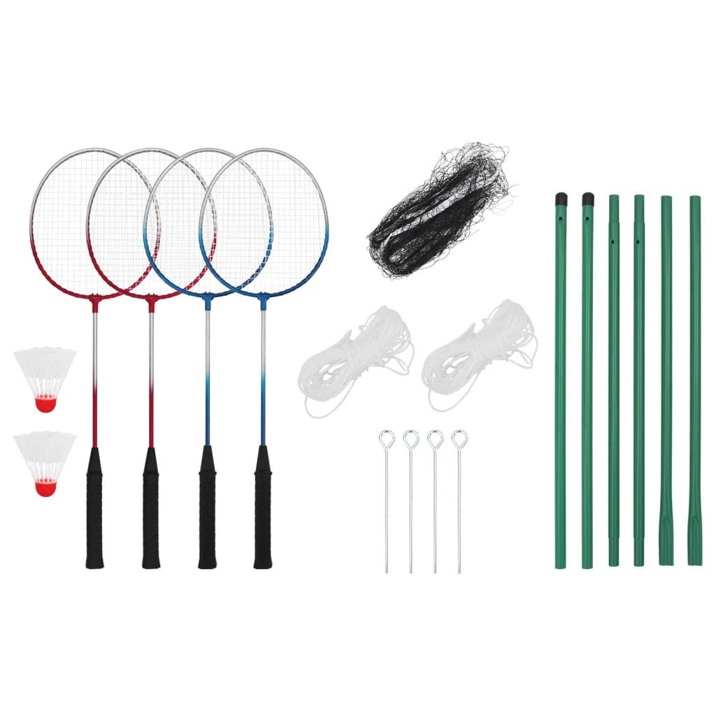 Badmintonschläger Badminton-Set mit 4 Schlägern und Netz 620x151 cm