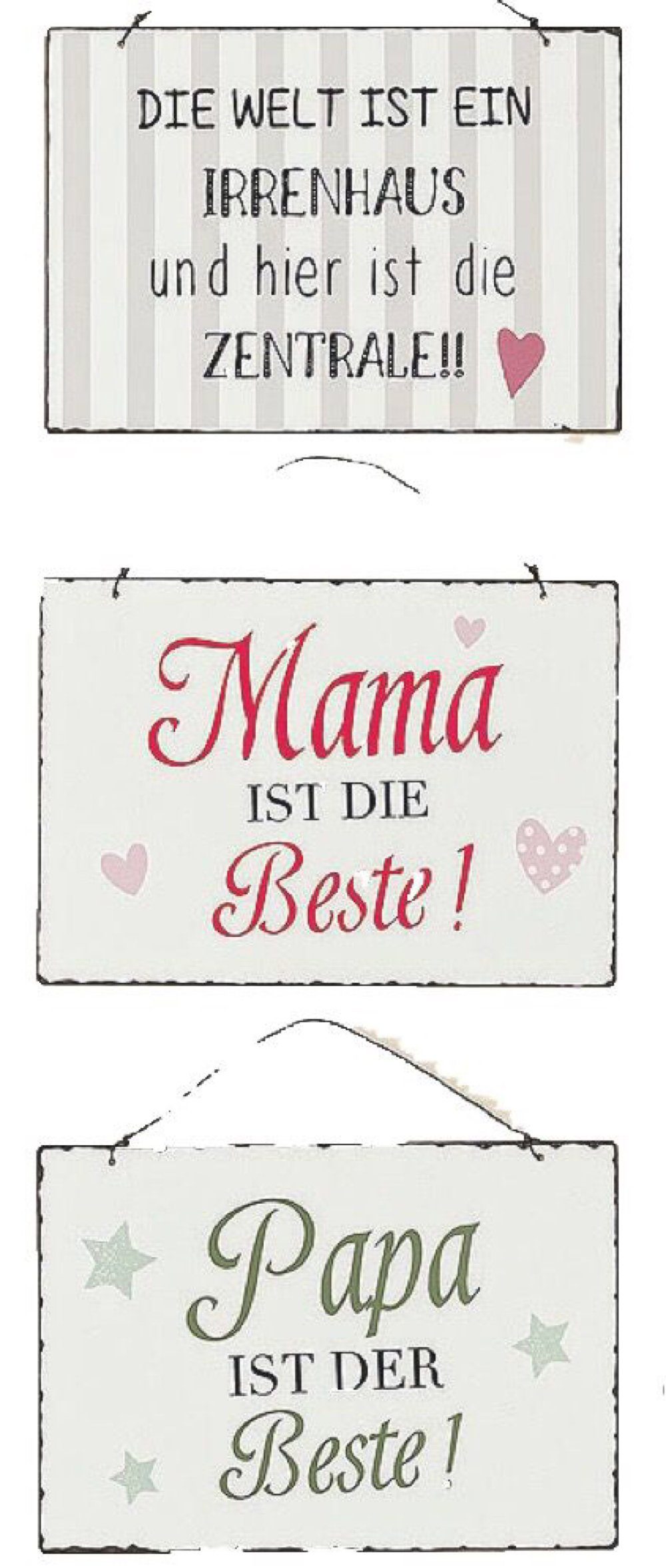 BOLTZE Wandbild, Liebe, 3er Set Vintage Retro Blechschilder mit