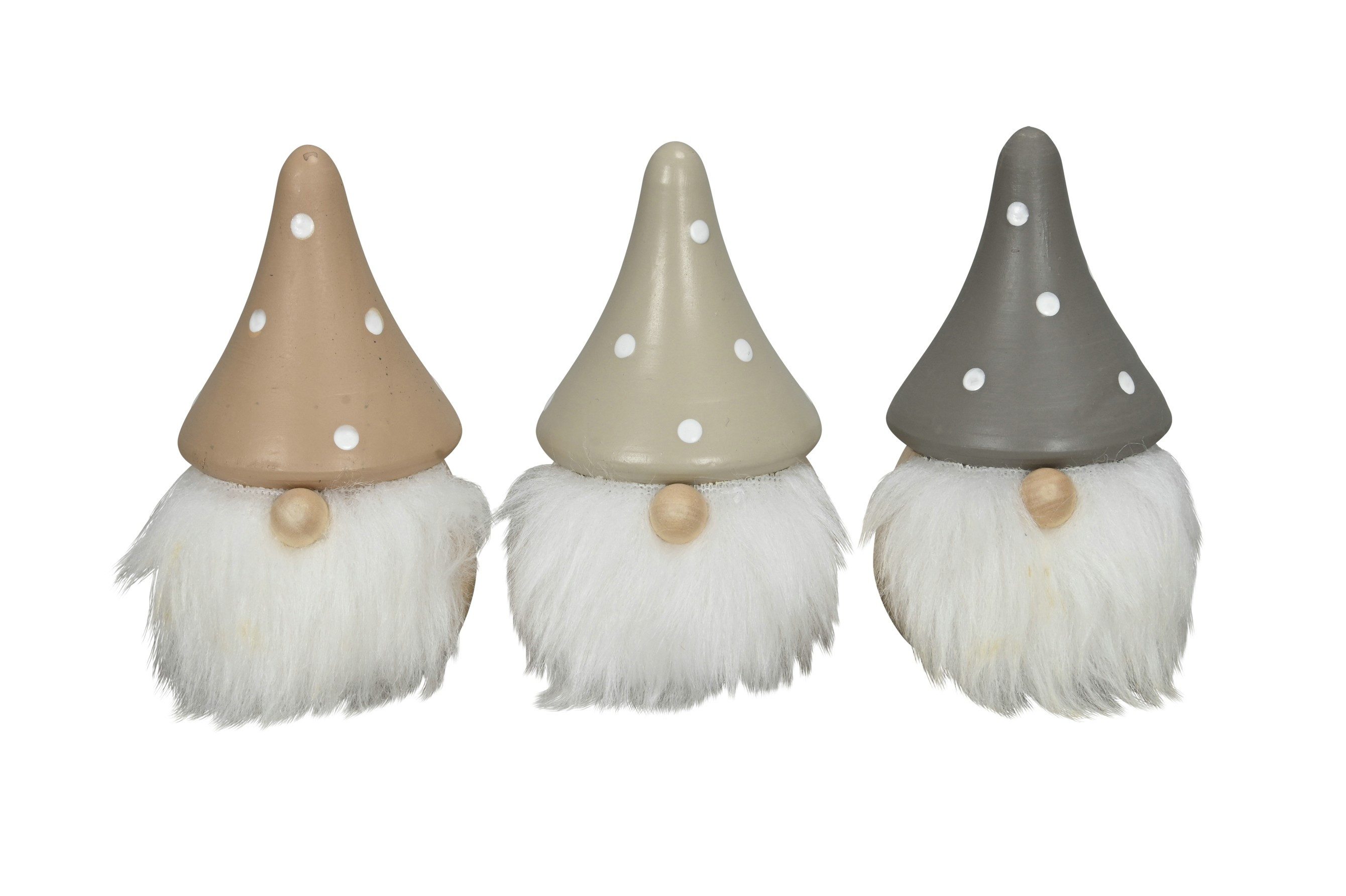 finehomegarden Імп Weihnachtswichtel Ø6cm H10cm Holz Pinie 3farbig sort. Weihnachtsdeko (Set, 3 St., 3er Set), Імп creme/natur/braun Herbst Weihnachten Skulptur Figur
