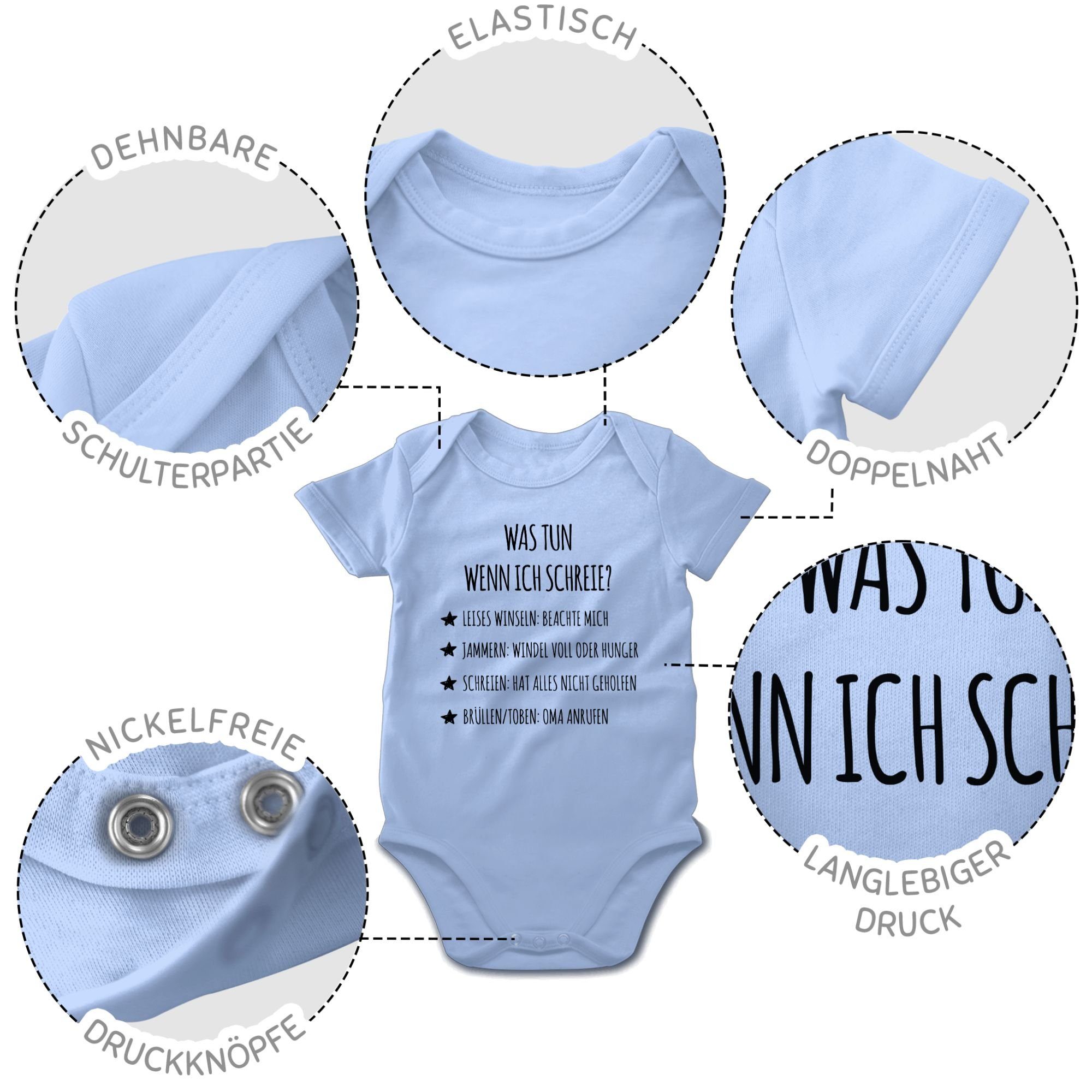 Shirtracer Shirtbody Schreianleitung, was tun wenn ich schreie? Strampler Baby Mädchen & Junge – Bild 5 von 5