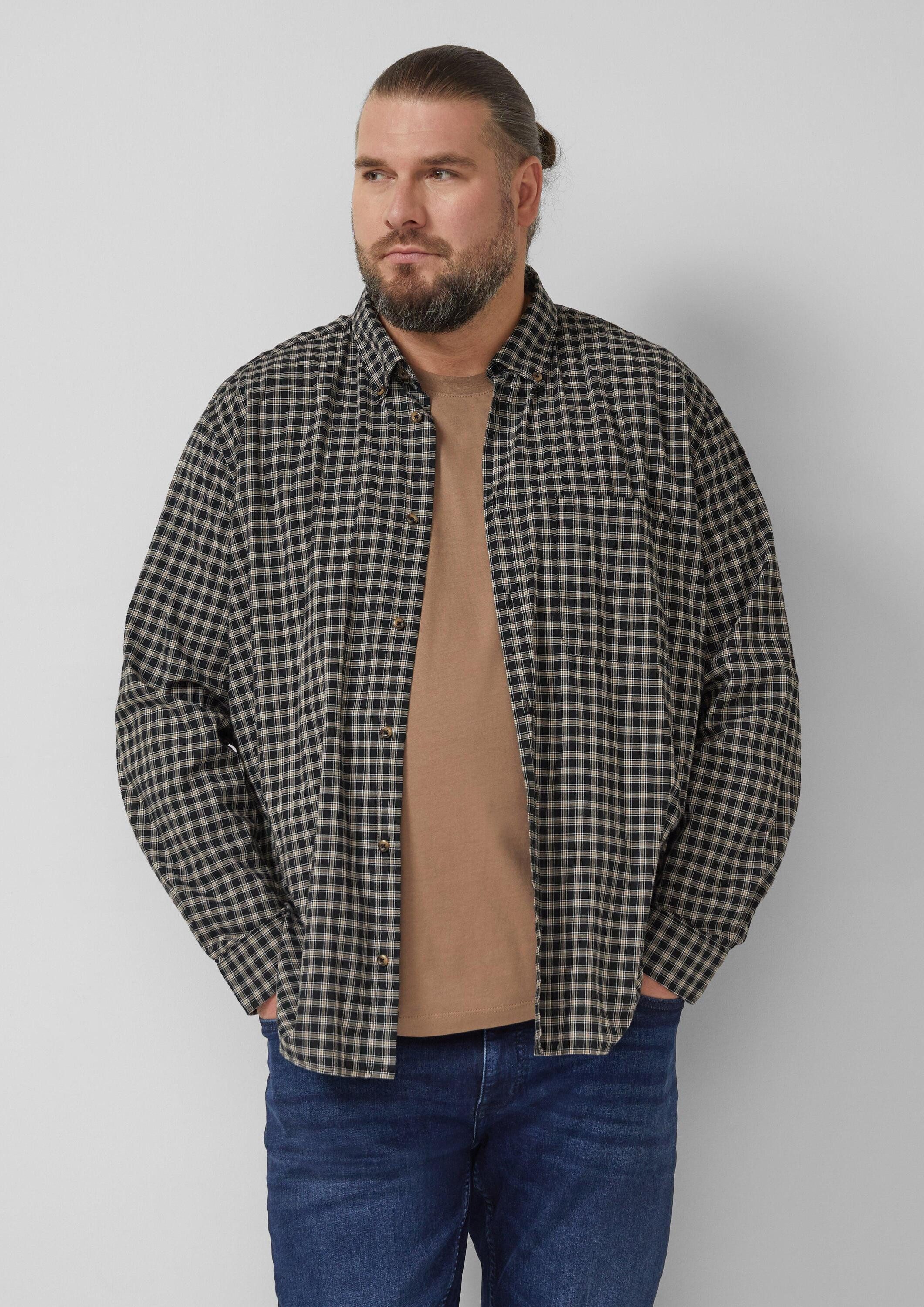 s.Oliver Langarmhemd Hemd Regular Fit: Elastisches Button-Down-Hemd mit Karomuster