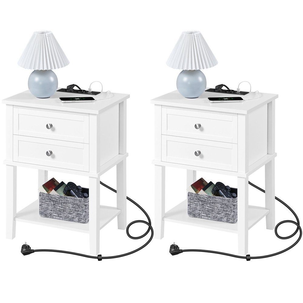 Yaheetech Nachttisch (2-St), Nachtschrank mit Steckdose & USB-Anschlüsse Be günstig online kaufen