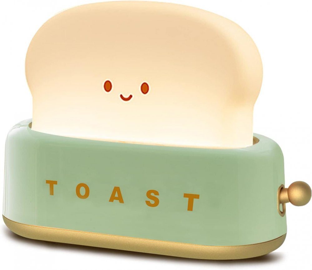 MOUTEN Nachtlicht Toaster mit Licht, wiederaufladbar, Smiley-Toast, niedliche Dekoration Grün