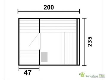 Finn Art Blockhaus Fasssauna Alvi 4, 42 mm, Schindeln schwarz, Outdoor Gartensauna, ohne Ofen, montiert