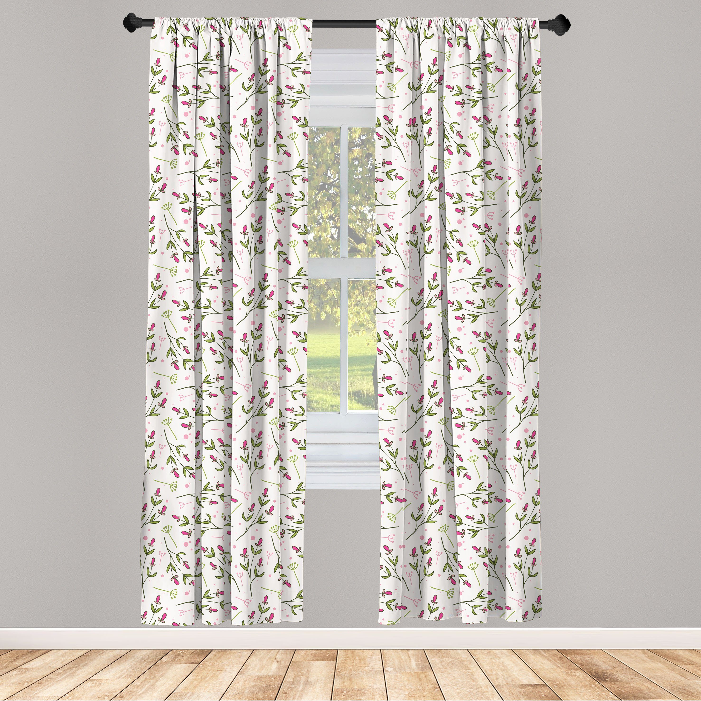 Gardine Vorhang für Wohnzimmer Schlafzimmer Dekor, Abakuhaus, Microfaser, Blumen Blühend Wilde Petals
