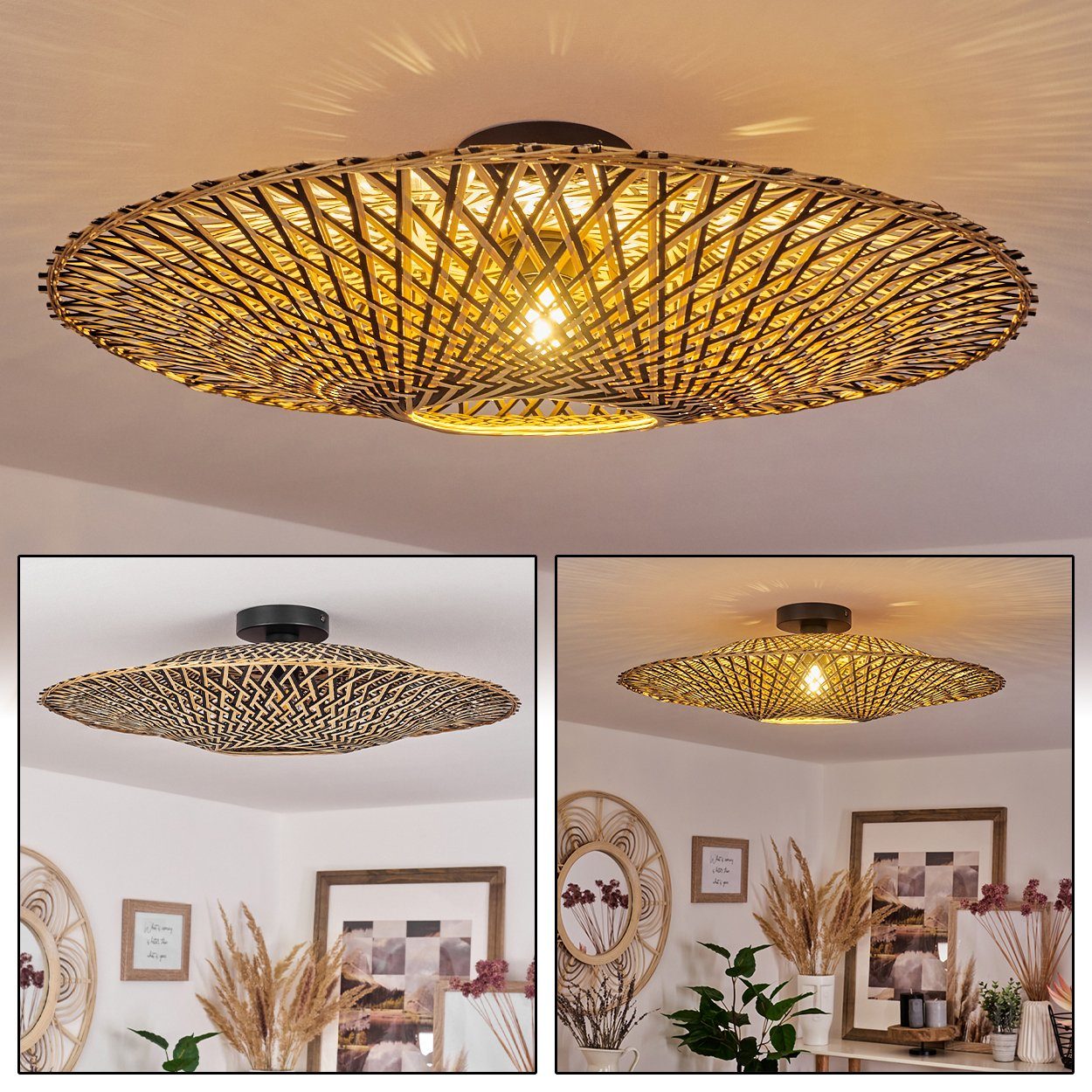 hofstein Deckenleuchte »»Castelgiocondo«, Deckenlampe aus Bambus/Metall