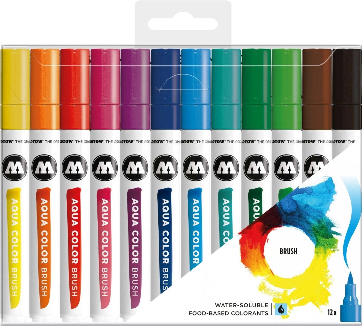 MOLOTOW Filzstift Aquarellstift Color Brush Aqua Basic Set 1 1-2mm sortiert VE=12 Stück