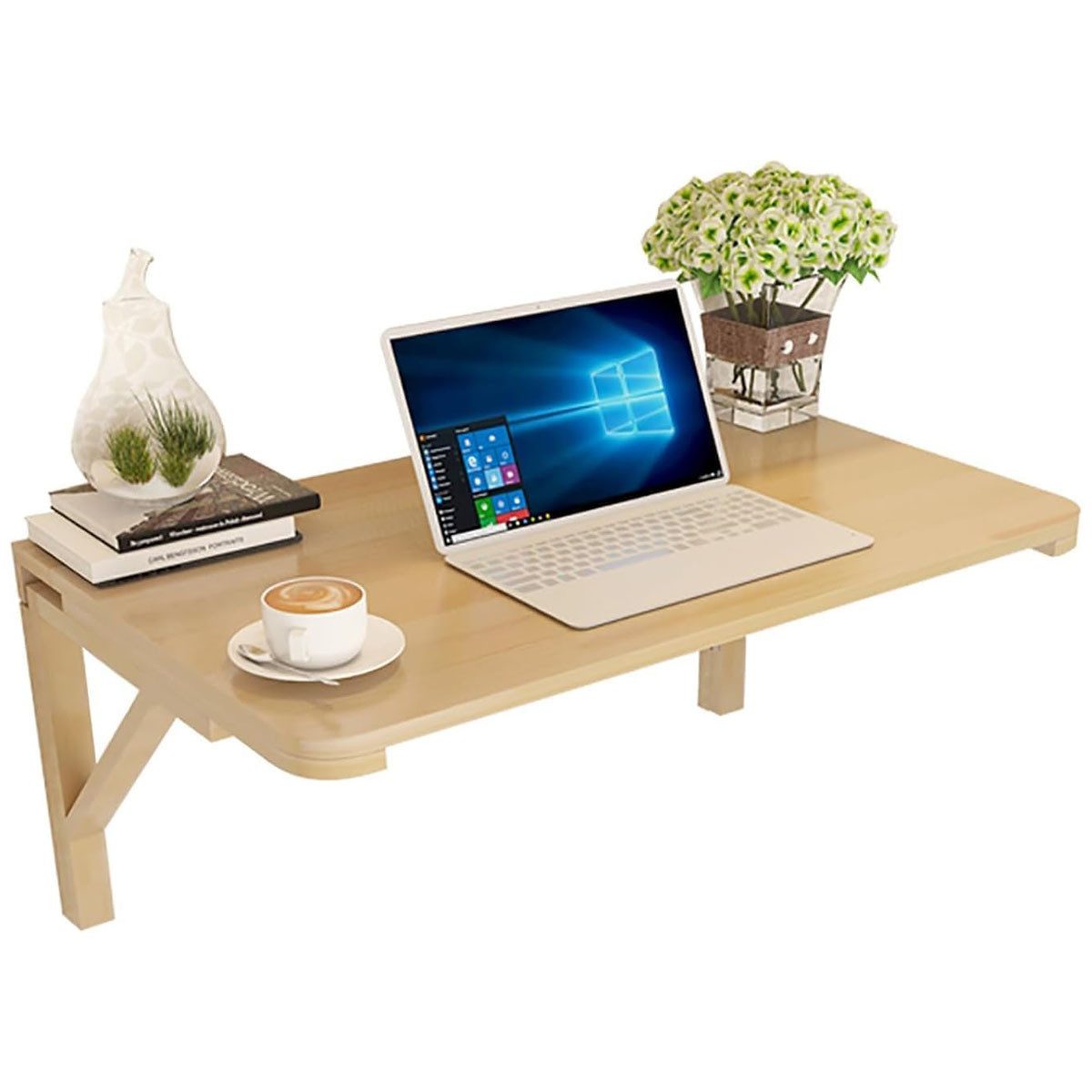 AFKSMILE Wandregaltisch Multifunktionaler Klapptisch aus Massivholz zur Wandmontage,80*50cm