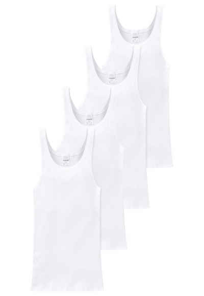 Schiesser Unterhemd 4er Pack Cotton Essentials Doppelripp (Spar-Set, 4-St) Unterhemd / Tanktop - Baumwolle - Strapazierfähig