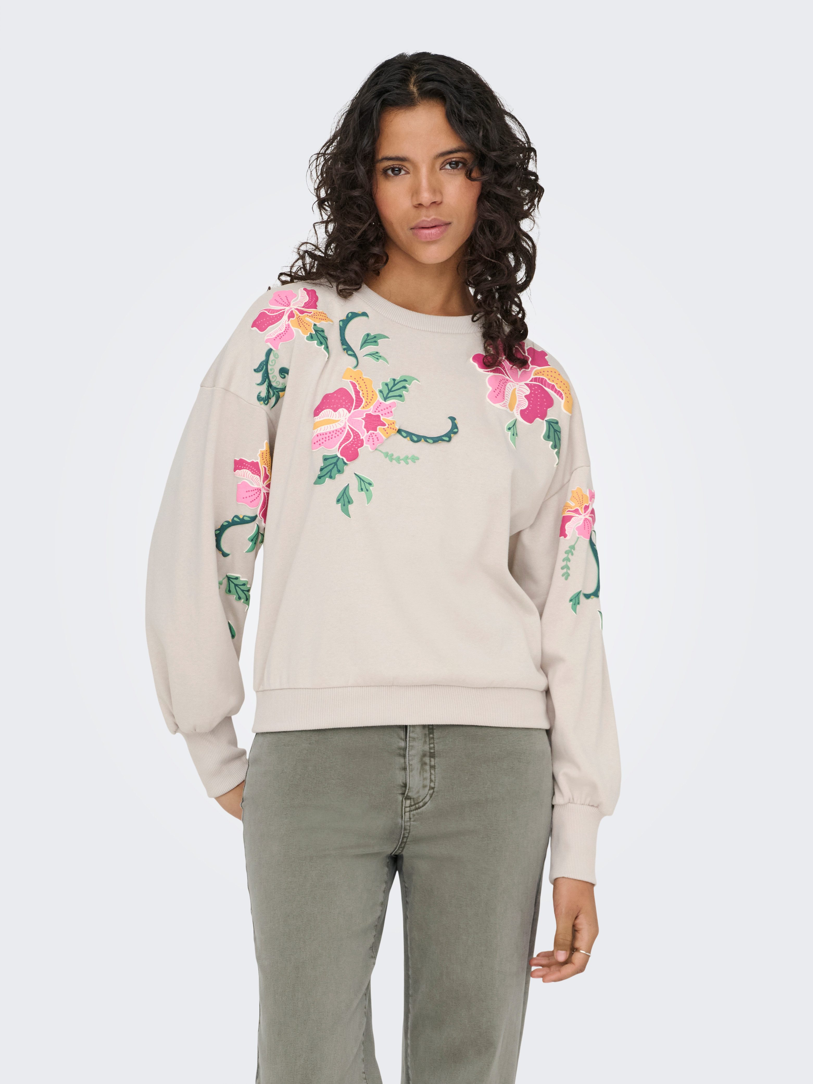 ONLY Sweatshirt ONLBROOKE L/S O-NECK FLOWER SWT Baumwollmischung, regular f günstig online kaufen