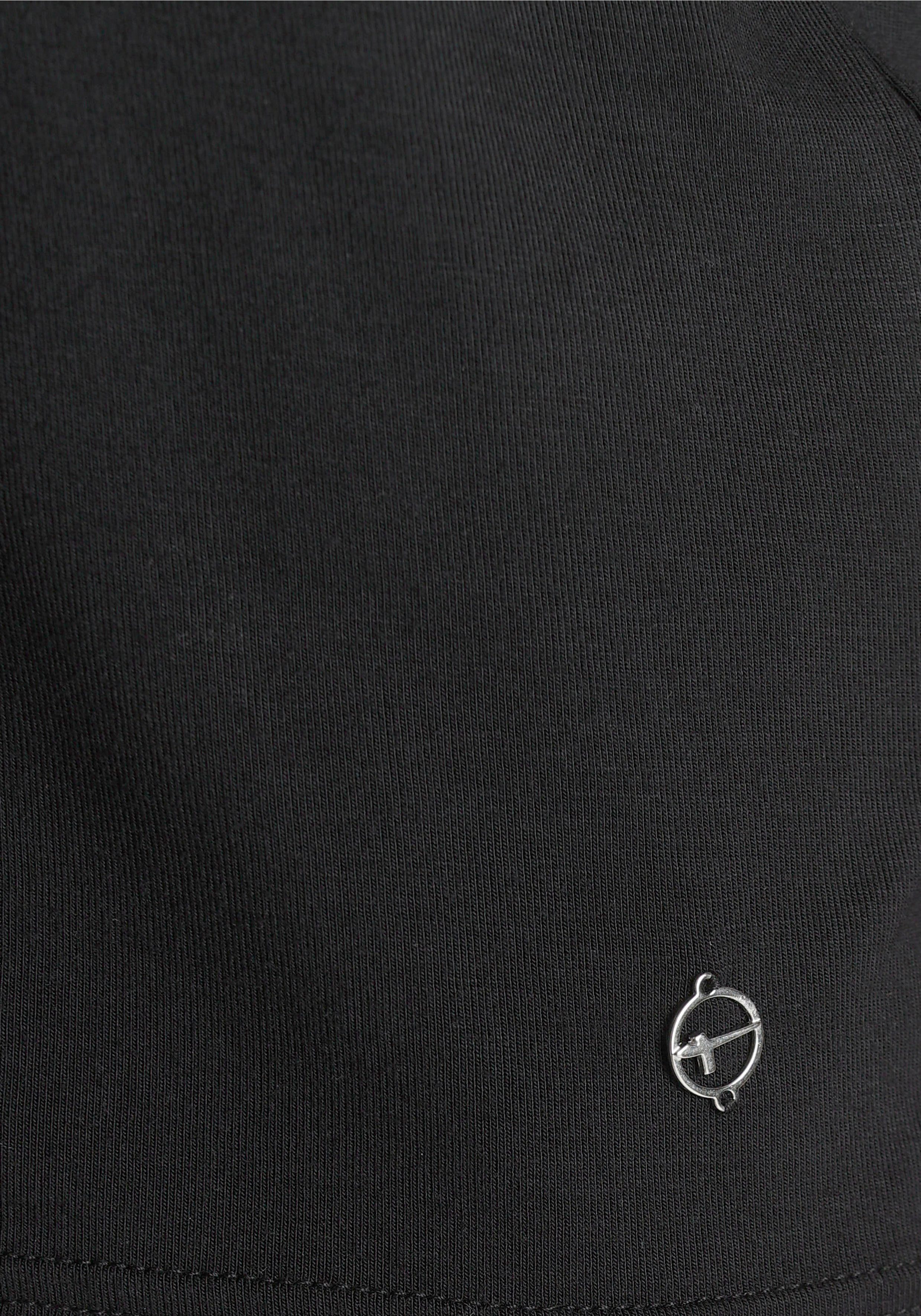 eco V-Shirt Tamaris Passform lockerer mit schwarz