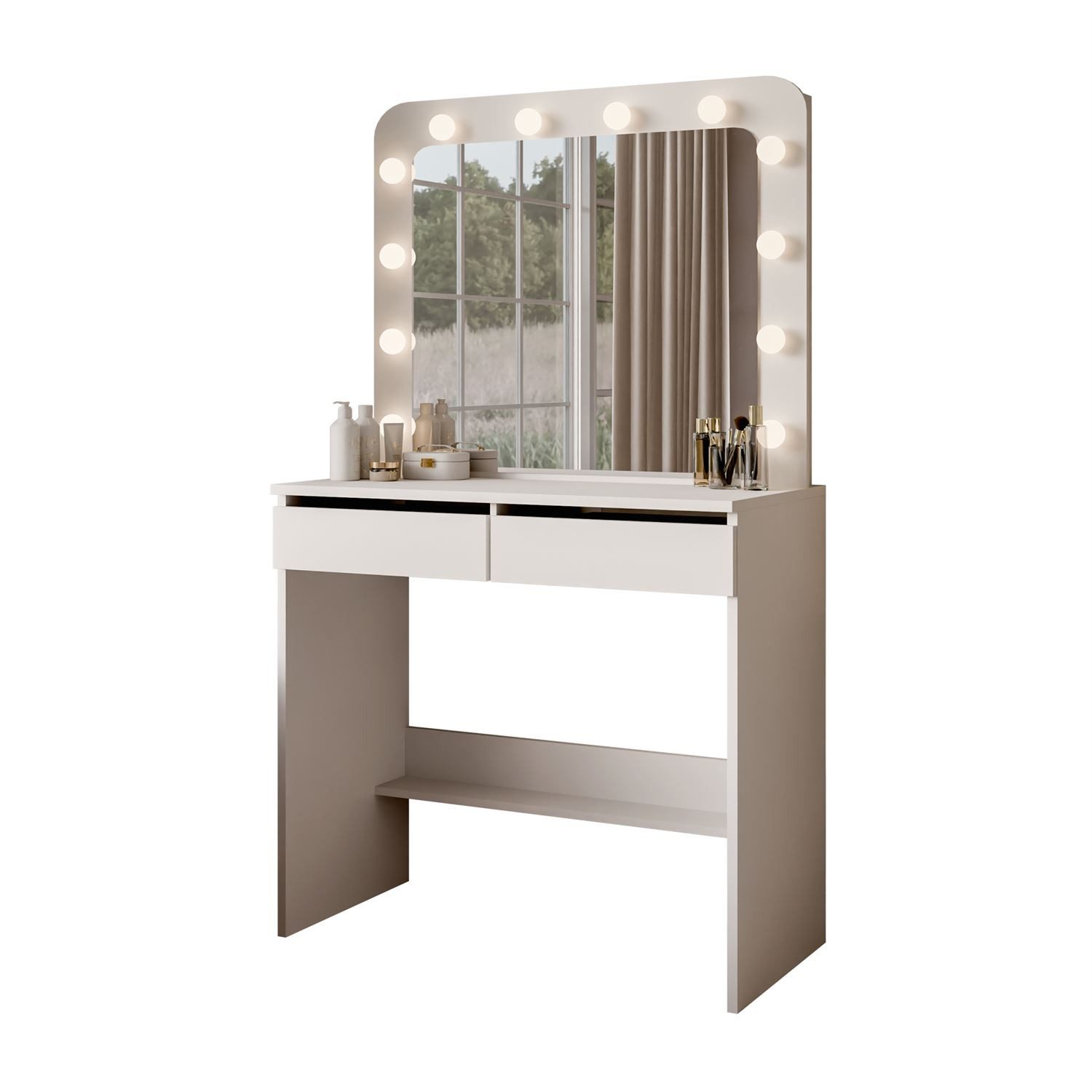 Lookway Schminktisch LUMINE mit Spiegel und LED-Beleuchtung, Breite: 80 cm