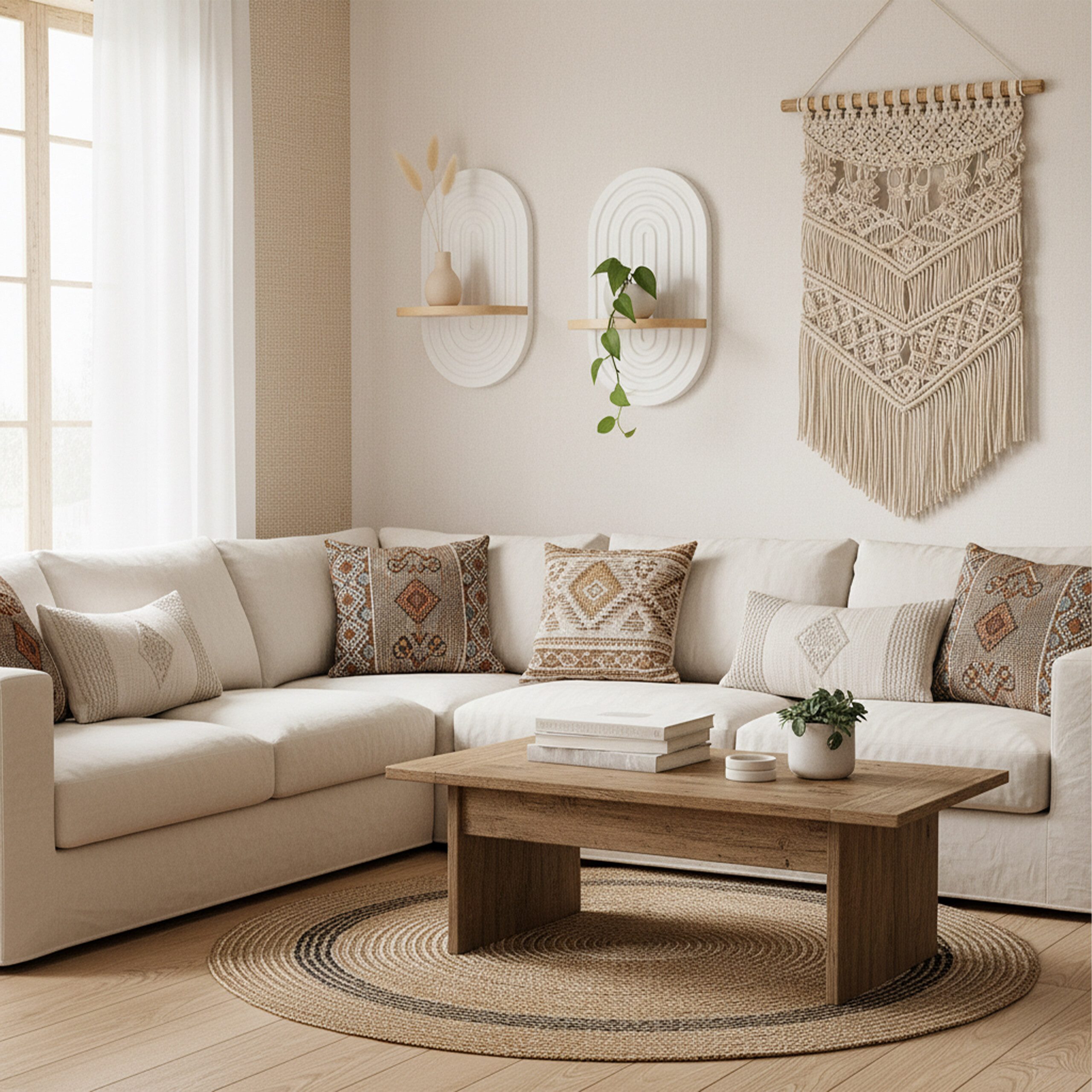 relaxdays Wandregal Boho 2er Set
