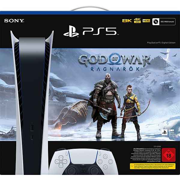 PlayStation 5 -Digital Edition, inkl. God of War Ragnarök (Download Code)
