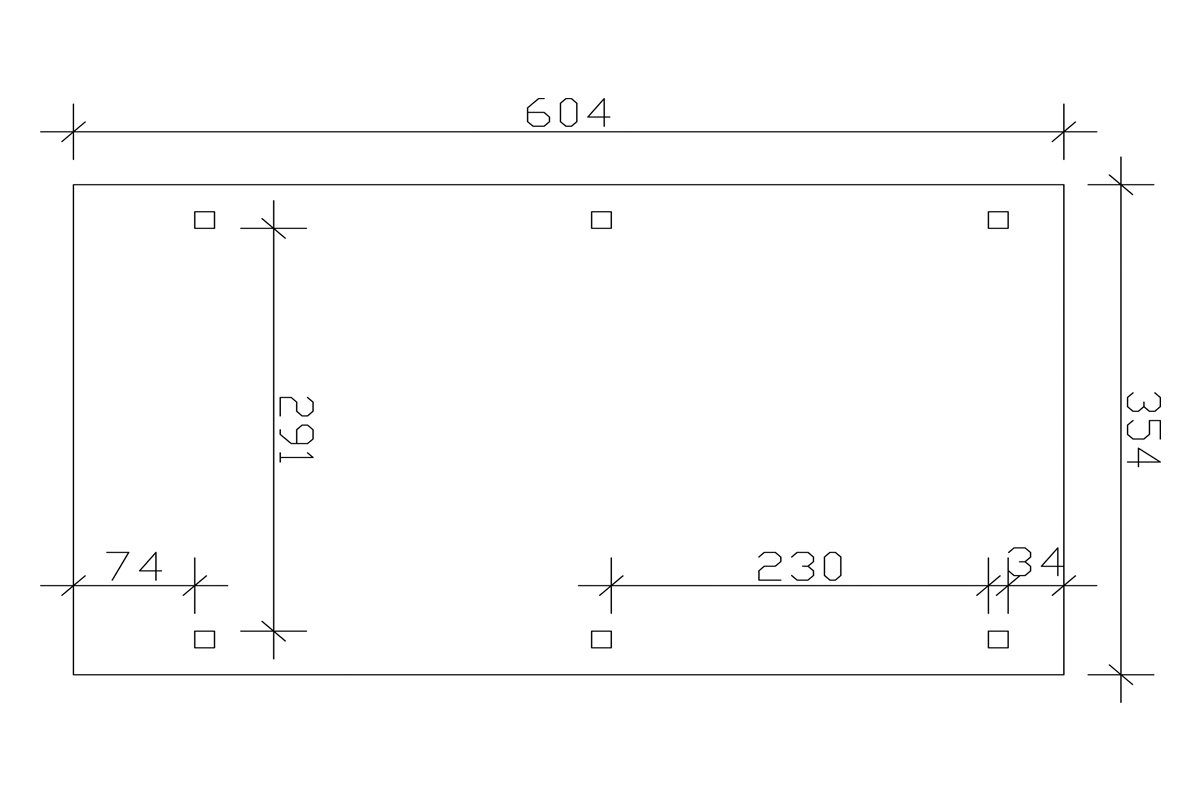 354x604 Einzelcarport cm, natur Emsland, Farben cm versch. Skanholz Einfahrtshöhe, BxT: 223