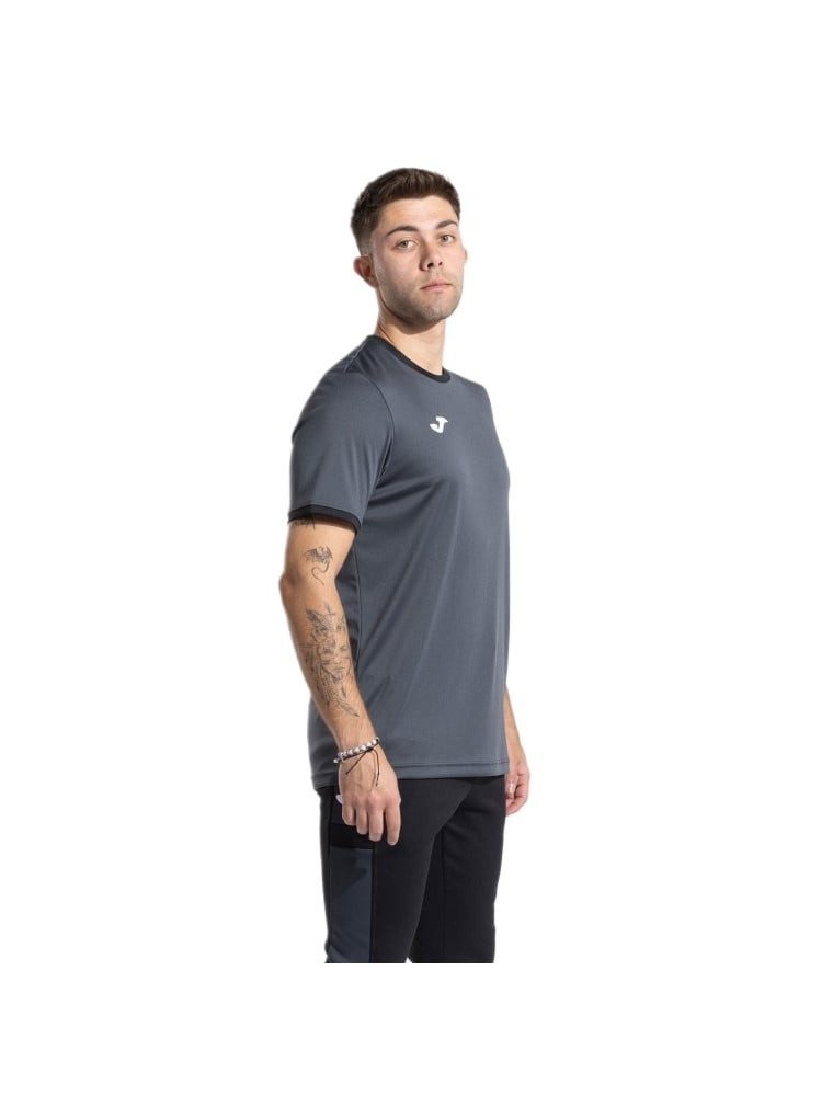 Joma T-Shirt Combi Premium (100% Polyester, atmungsaktiv) anthrazitgrau/schwarz