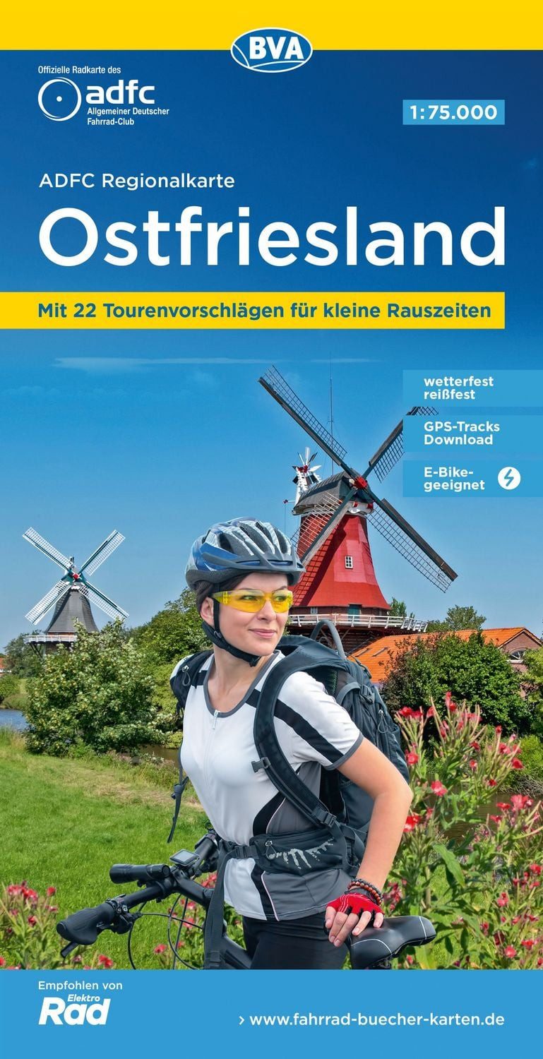Reiseführer ADFC-Regionalkarte Ostfriesland, 1:75.000, mit Tagestourenvorschlägen, diverse
