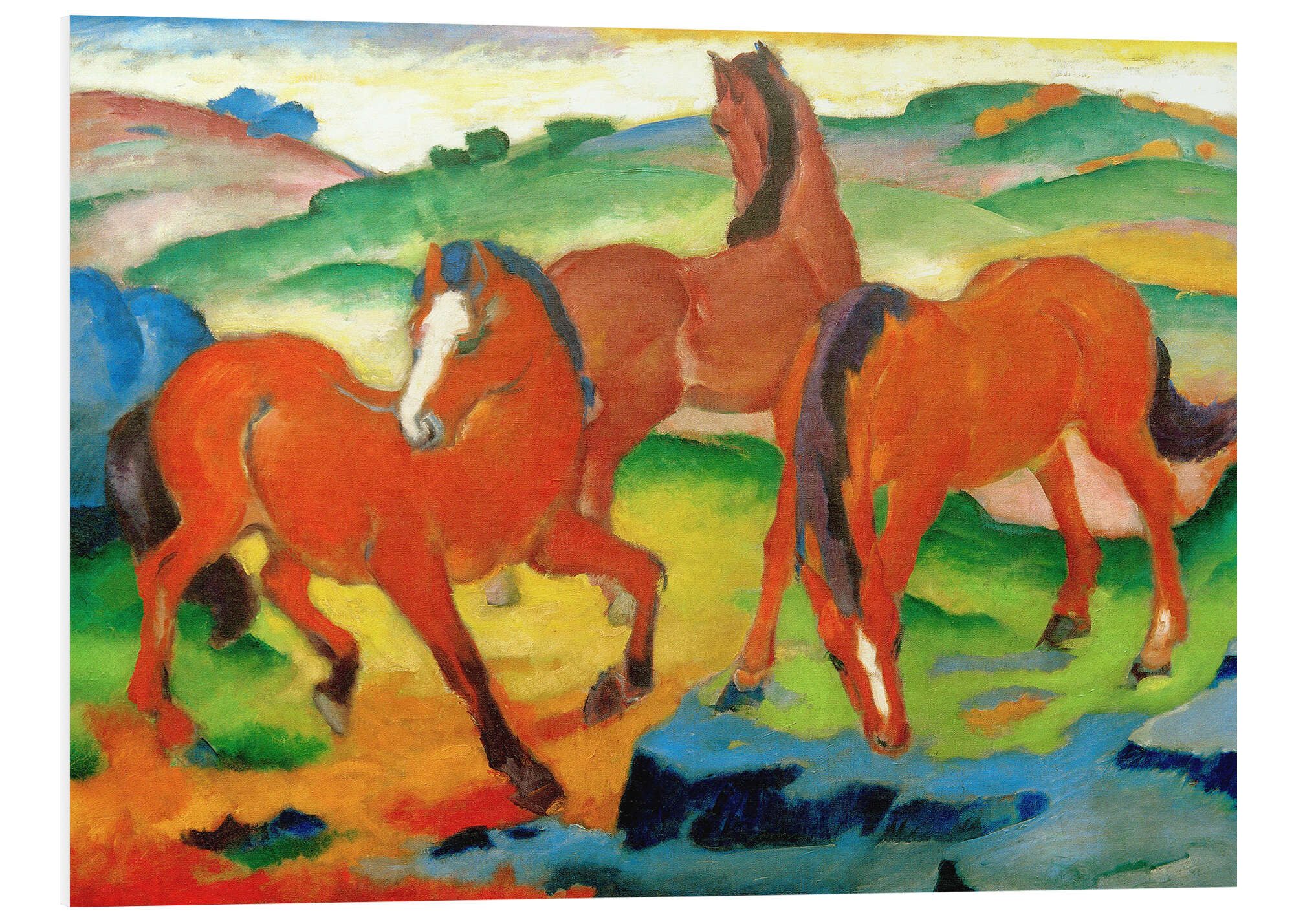 Posterlounge Forex-Bild Franz Marc, Weidende Pferde IV (Die Roten Pferde), Malerei