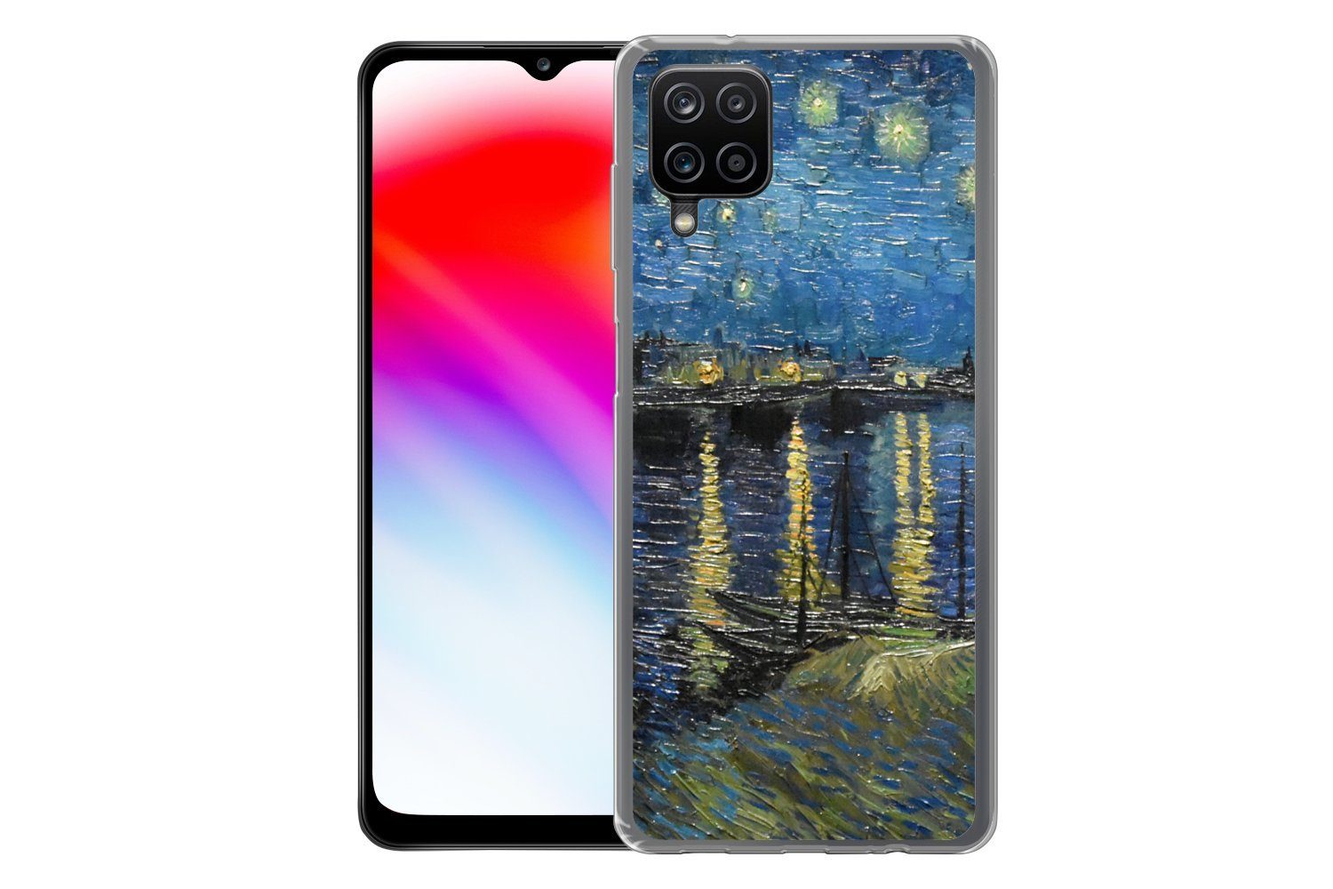 MuchoWow Handyhülle für Samsung Galaxy A12 Sternennacht über der Rhone - Van Gogh - Kunst, Smartphone-Bumper, Print, Handy Schutzhülle Dünn