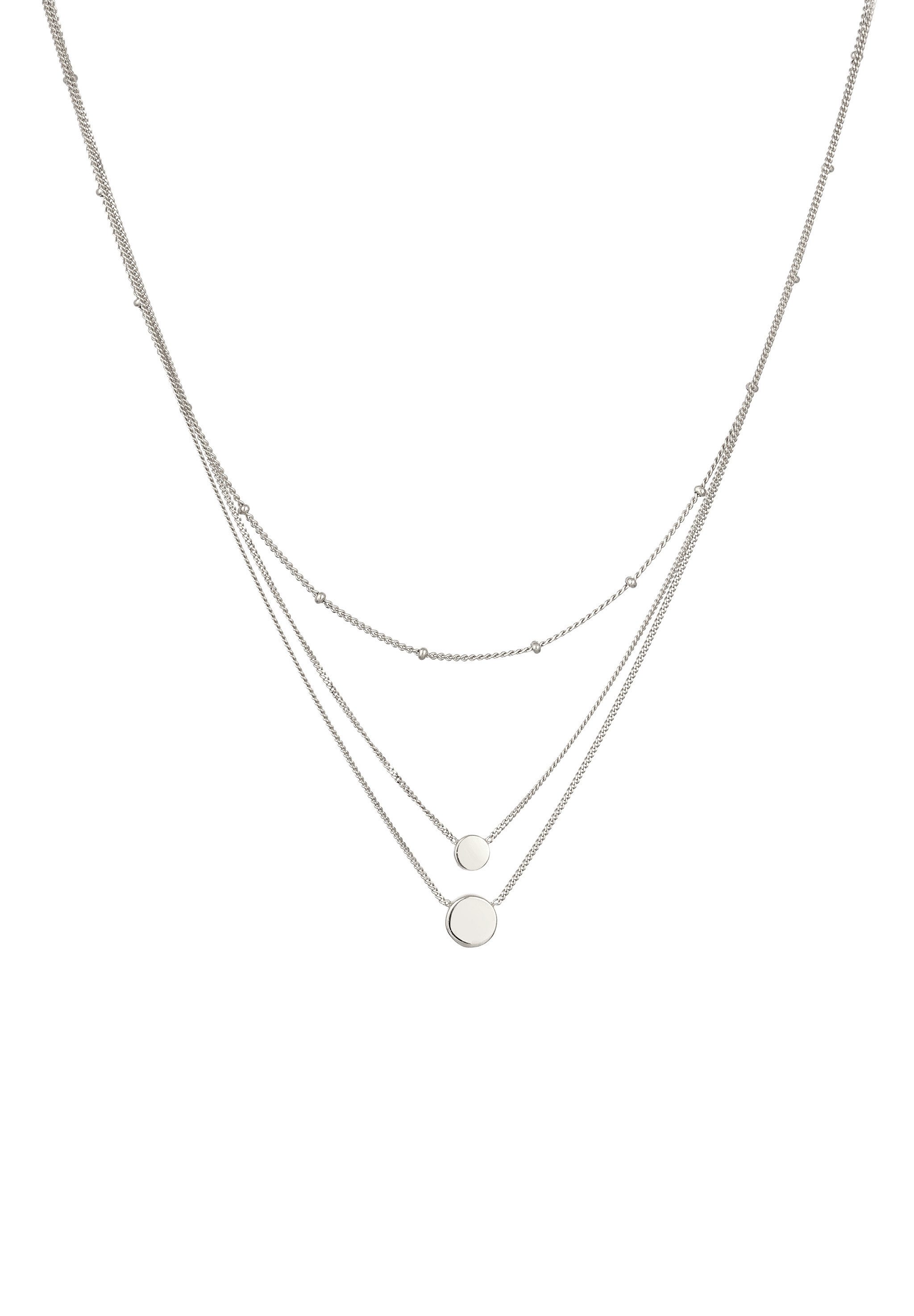 Elli Ketten-Set Layer Plättchen Synthetischer Opal Weiß 925 Sterling Silber