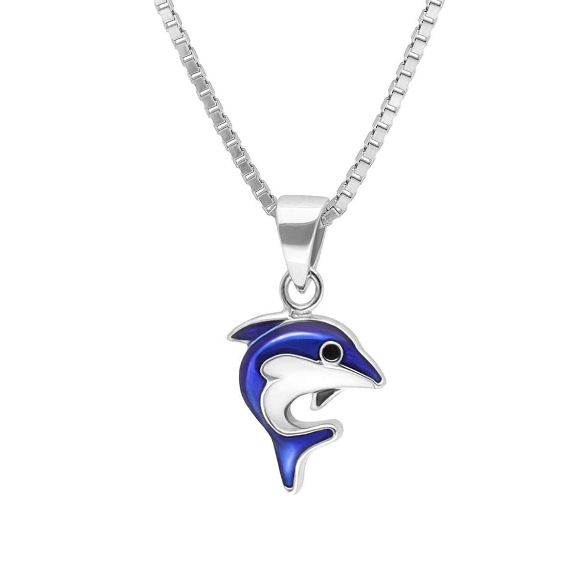 trendor Kette mit Anhänger 41678, Kinder Silber 925 Collier mit Delfin