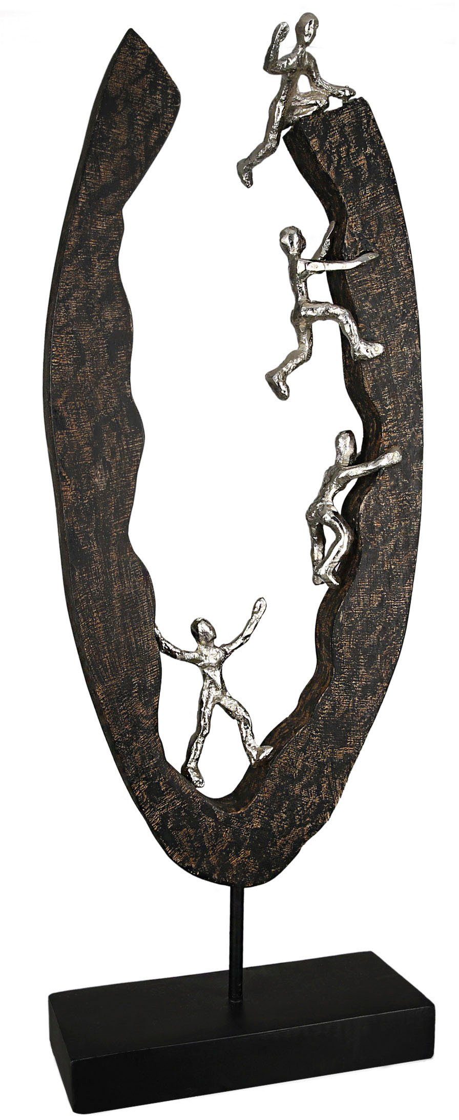 Casablanca by Gilde Dekofigur Skulptur "Succeed" (1 St), Material-Mix aus Aluminium und Mangoholz